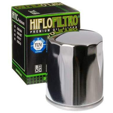 Hiflo Oil Filter Hf170C Chrome - Compatible With Harley Davidson - Replaces 63796-77A / Kn170