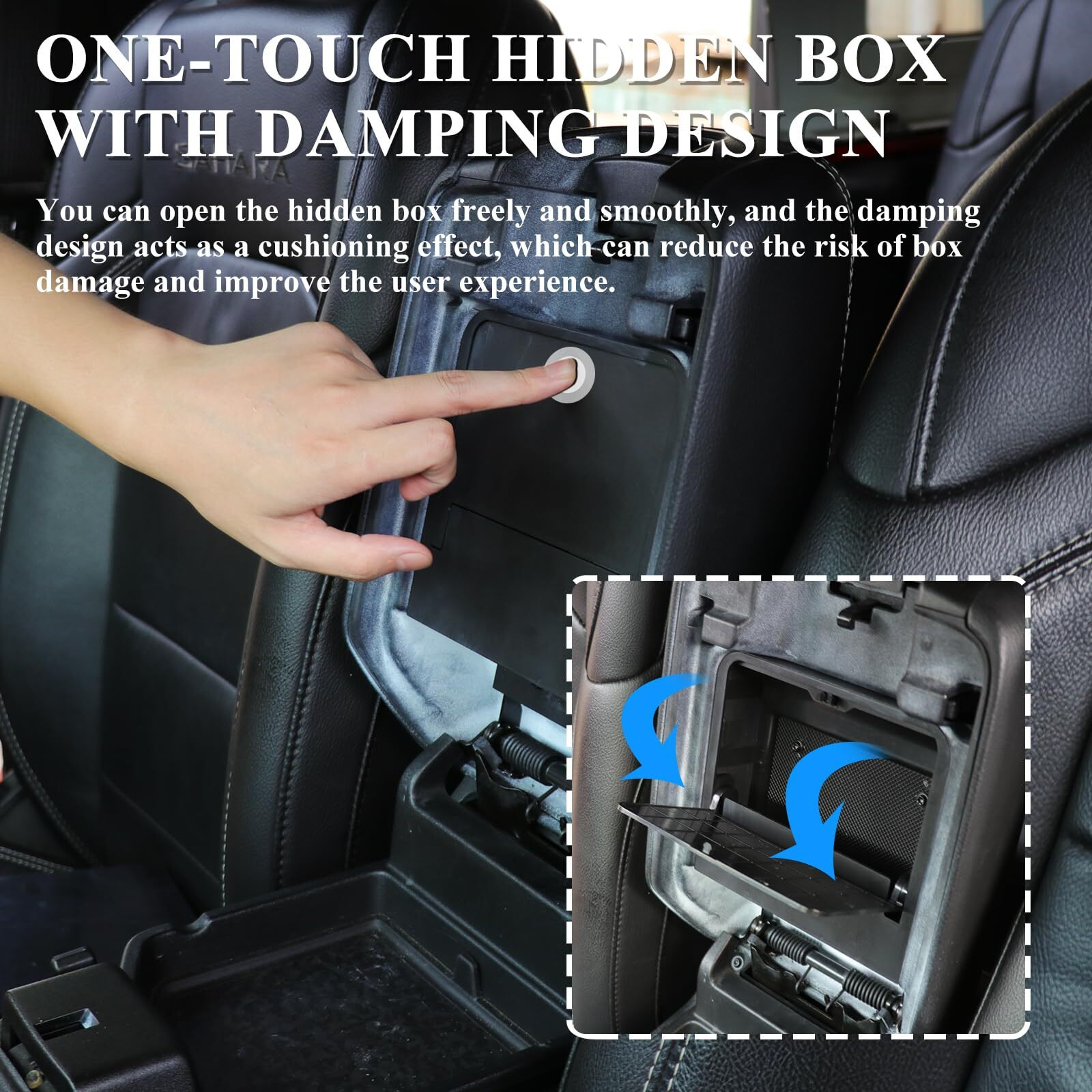 Jhd-Togo For Jeep Wrangler Jl One-Touch Hidden Storage Console Box,Center Console Hidden Storage Box For 2018-2024 Jeep Wrangler Jl Jt 4Xe Accessories 2/4-Door,Center Console Box,Black