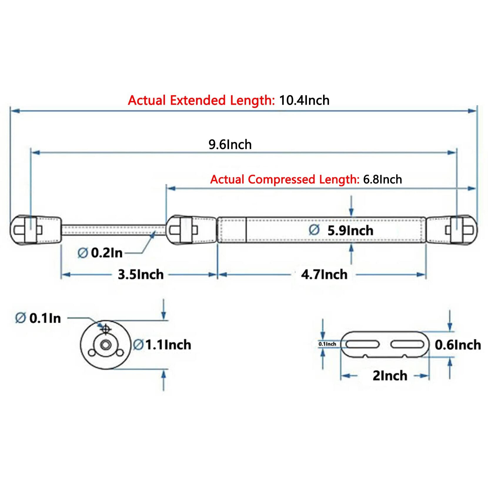 2 Pack Extended 10 Inch Gas Prop Force 100N/22Lb Gas Struts - Black Gas Springs/Window Lift And Lid Support/Gas Shocks For Rv Bed Platform/Floor Hatch/Outdoor Bench/Cabinet/Tool Box