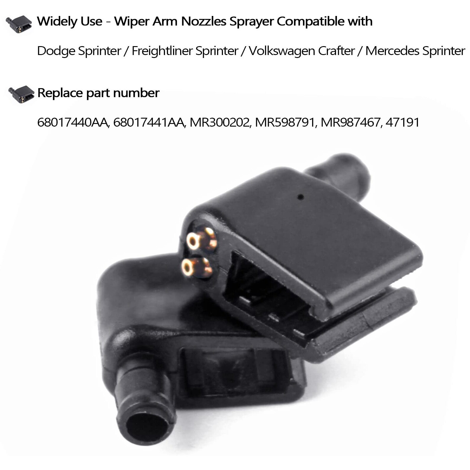 Xislet Upgraded 2 Pack Aimable Brass Windshield Washer Wiper Arm Nozzles Compatible With Mercedes And Dodge Sprinter Van Rv Truck Wiper Sprayer Replace 47191/68017440Aa