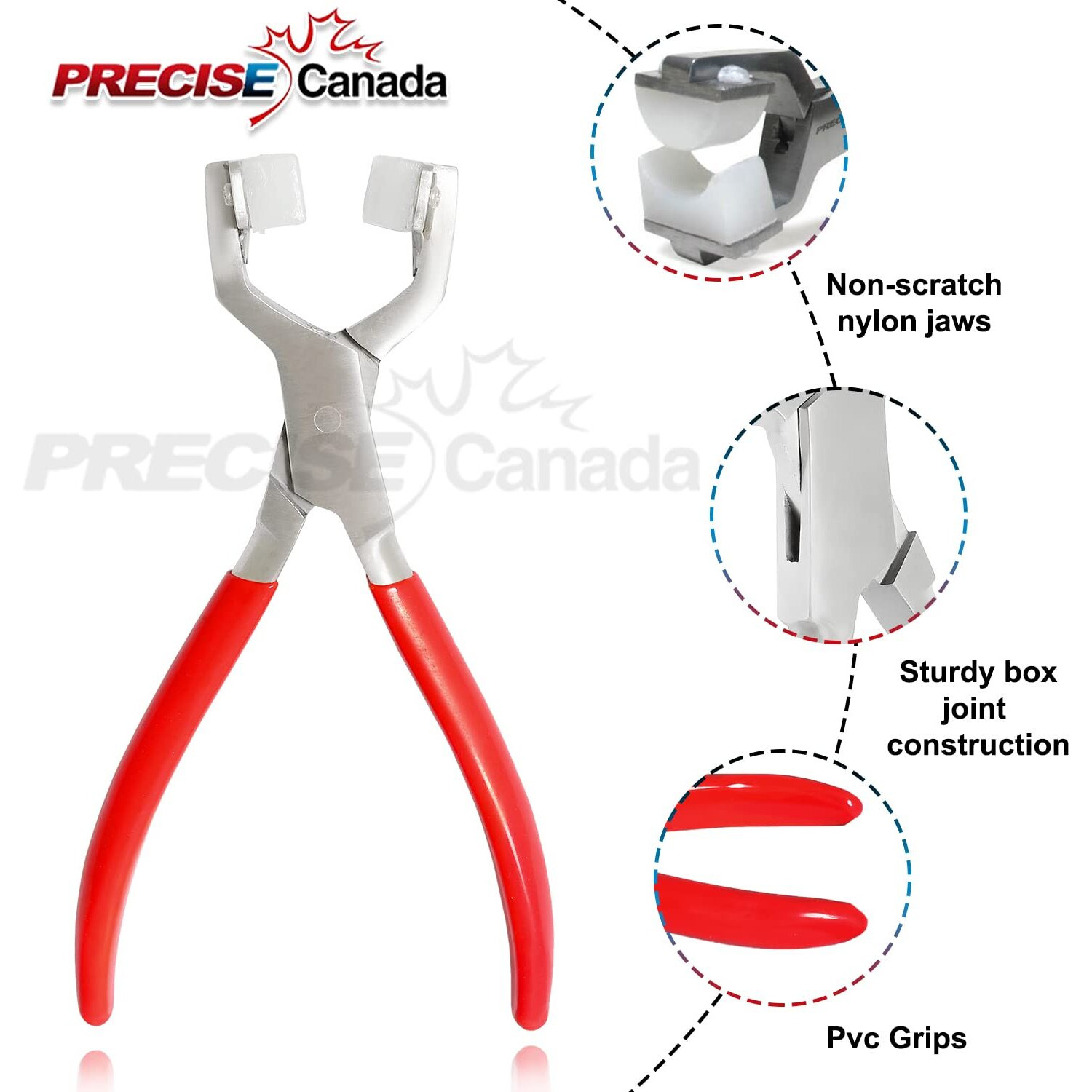 Precise Canada Ring Bending Pliers, Nylon Jaw - Jewelry Making Supplies, Bending And Wrapping Metal Tool, Pvc Red Handle