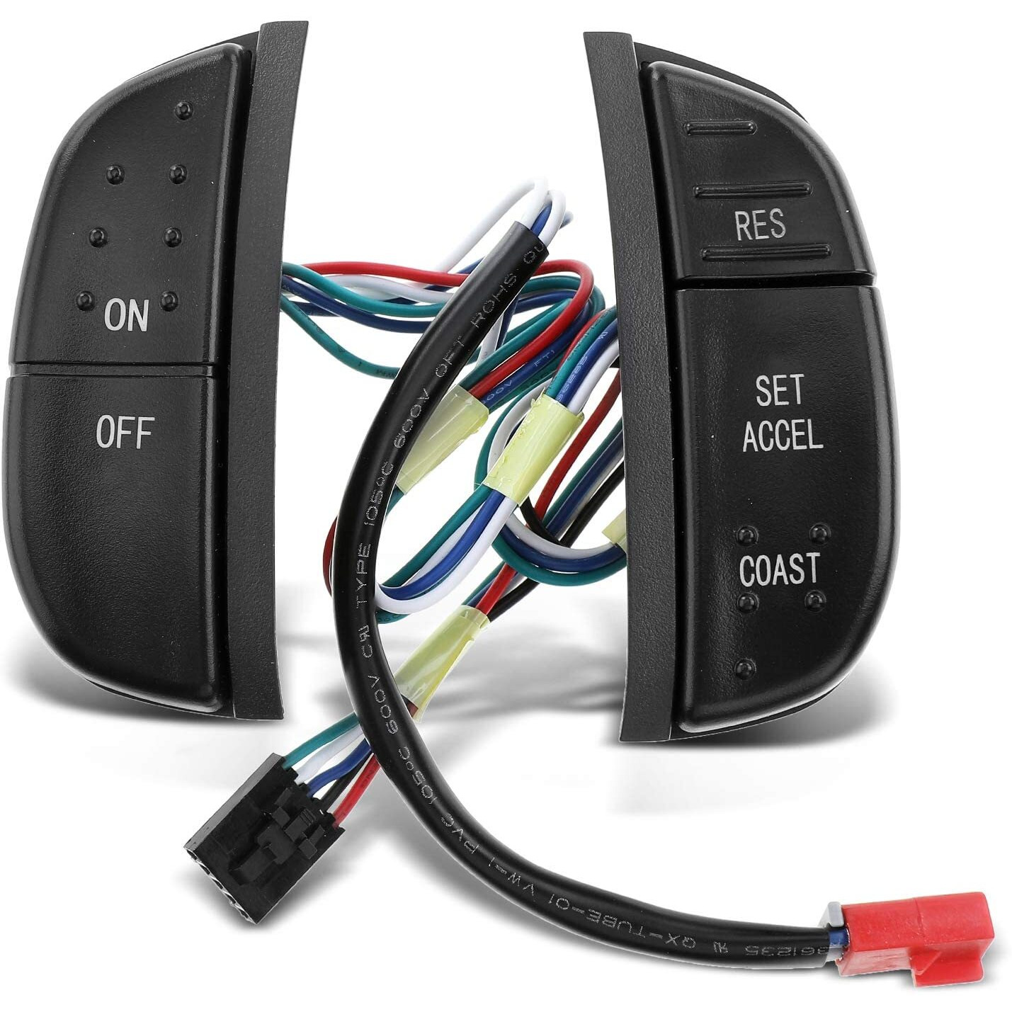 A-Premium Steering Wheel Mounted Cruise Control Switch, With Green Backlight, Compatible With Ford F-150/250/350 1997-2004, F-150/250/350/450/550 Super Duty 1999-2007, Excursion, Expedition, And More