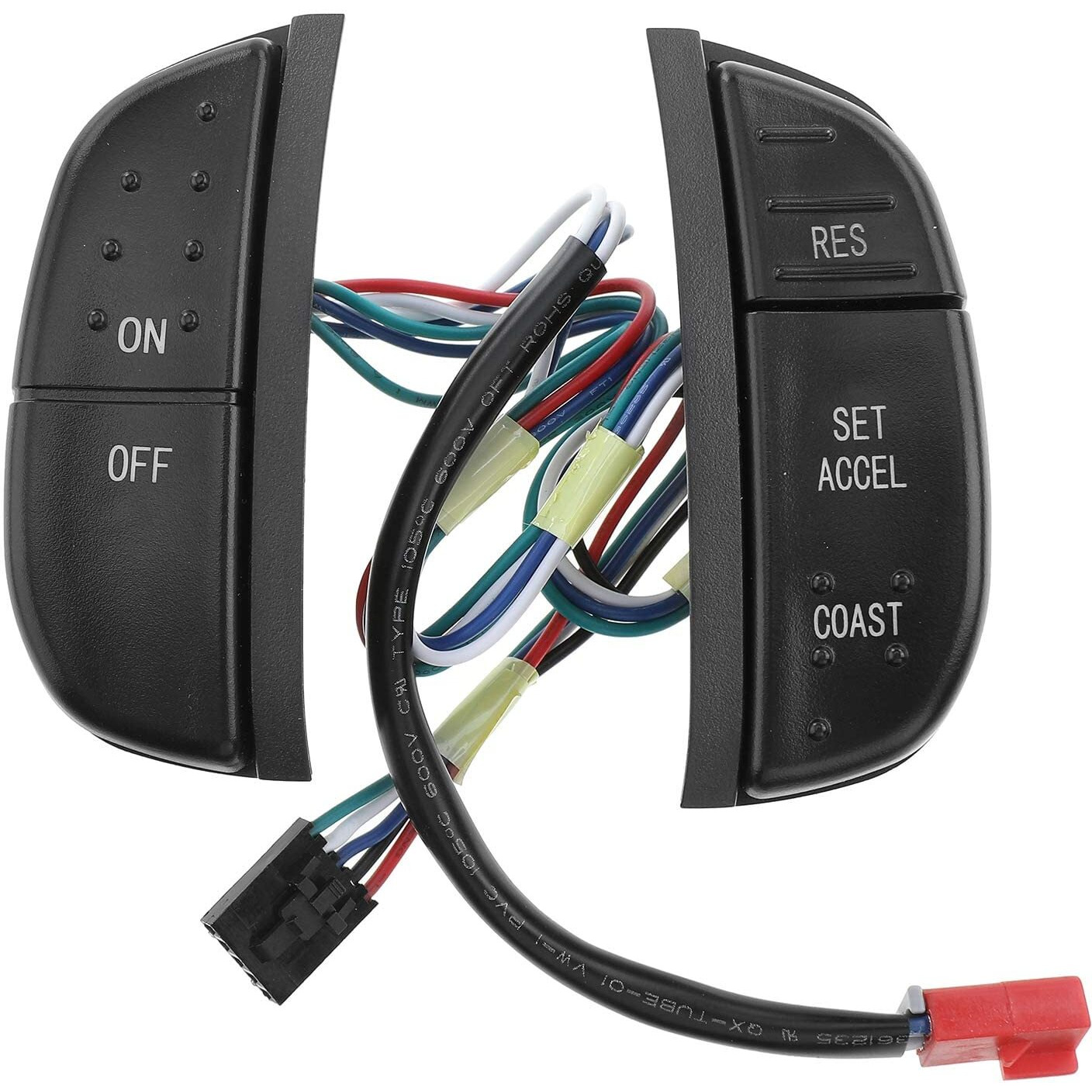 A-Premium Steering Wheel Mounted Cruise Control Switch, With Green Backlight, Compatible With Ford F-150/250/350 1997-2004, F-150/250/350/450/550 Super Duty 1999-2007, Excursion, Expedition, And More