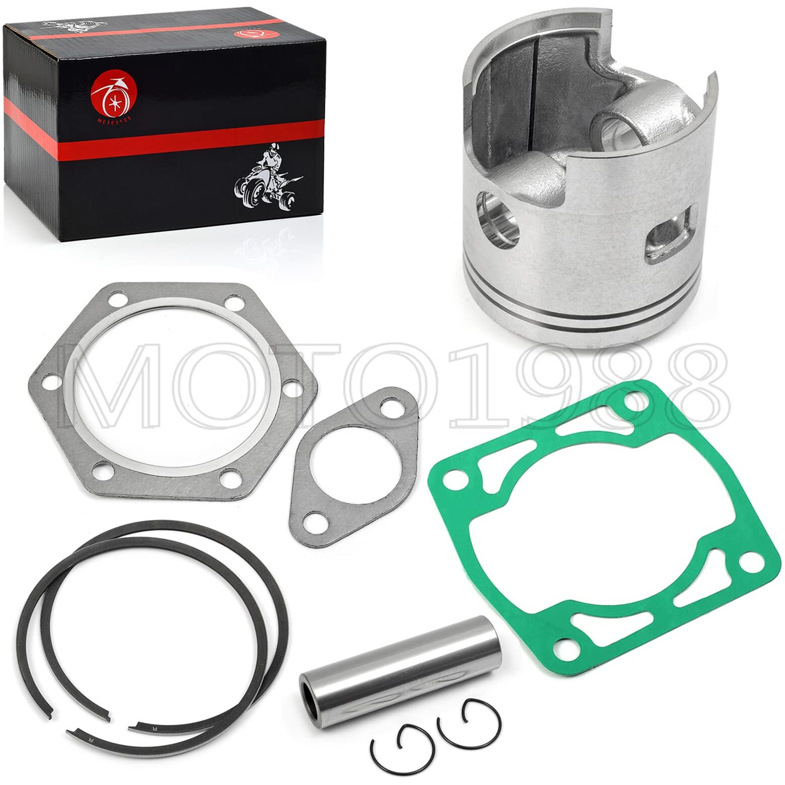Piston & Piston Rings Kit And Gasket For Ezgo 2 Cycle Gas Golf Cart 1976-1988 72Mm Standard Bore 244Cc Ec25-Ds Ec25 2Pg Engine 14997-G1 14554-G1
