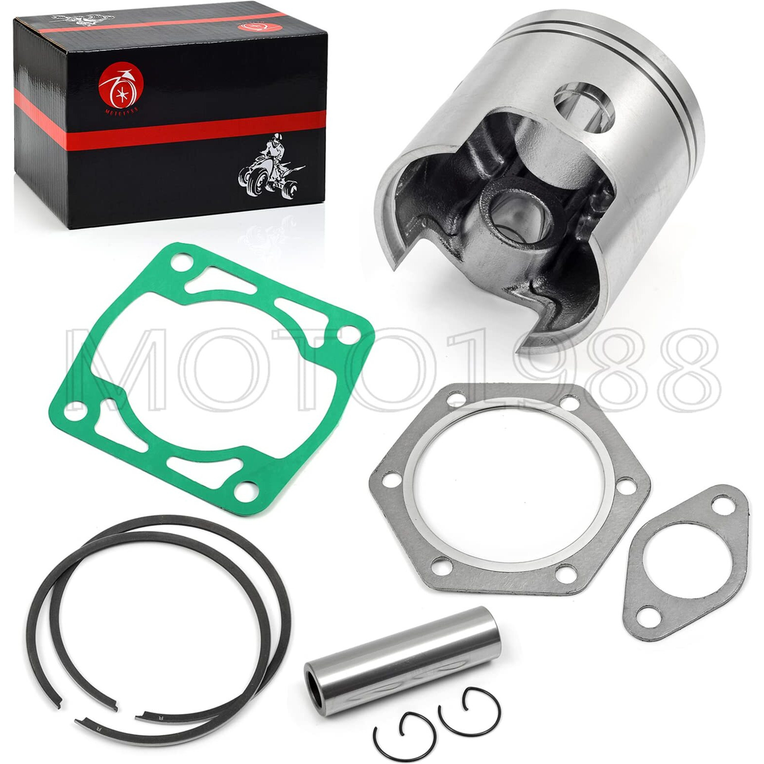 Piston & Piston Rings Kit And Gasket For Ezgo 2 Cycle Gas Golf Cart 1976-1988 72Mm Standard Bore 244Cc Ec25-Ds Ec25 2Pg Engine 14997-G1 14554-G1