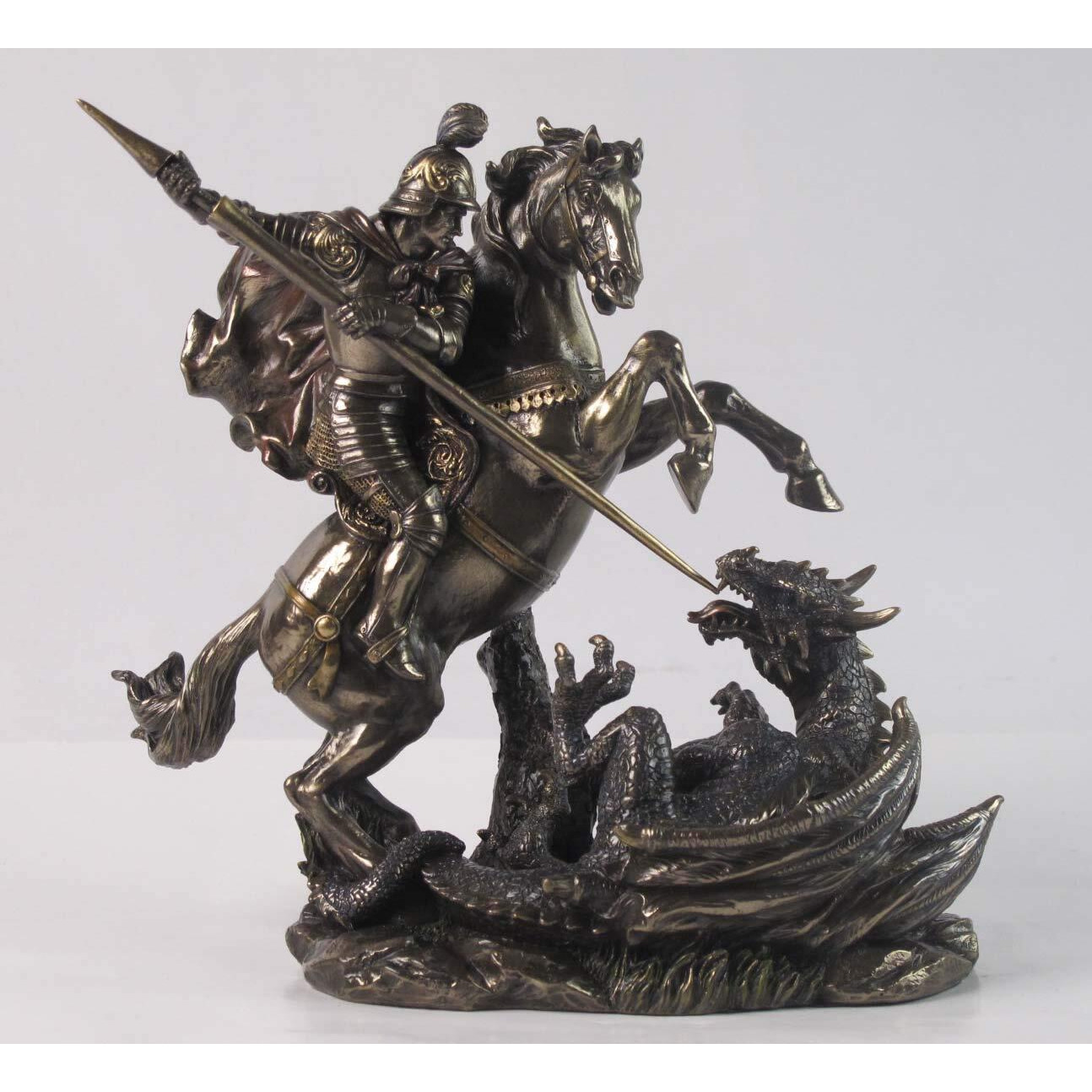 Unicorn Studios Wu75858A4 St. George On Horse Slaying A Dragon Sculpture