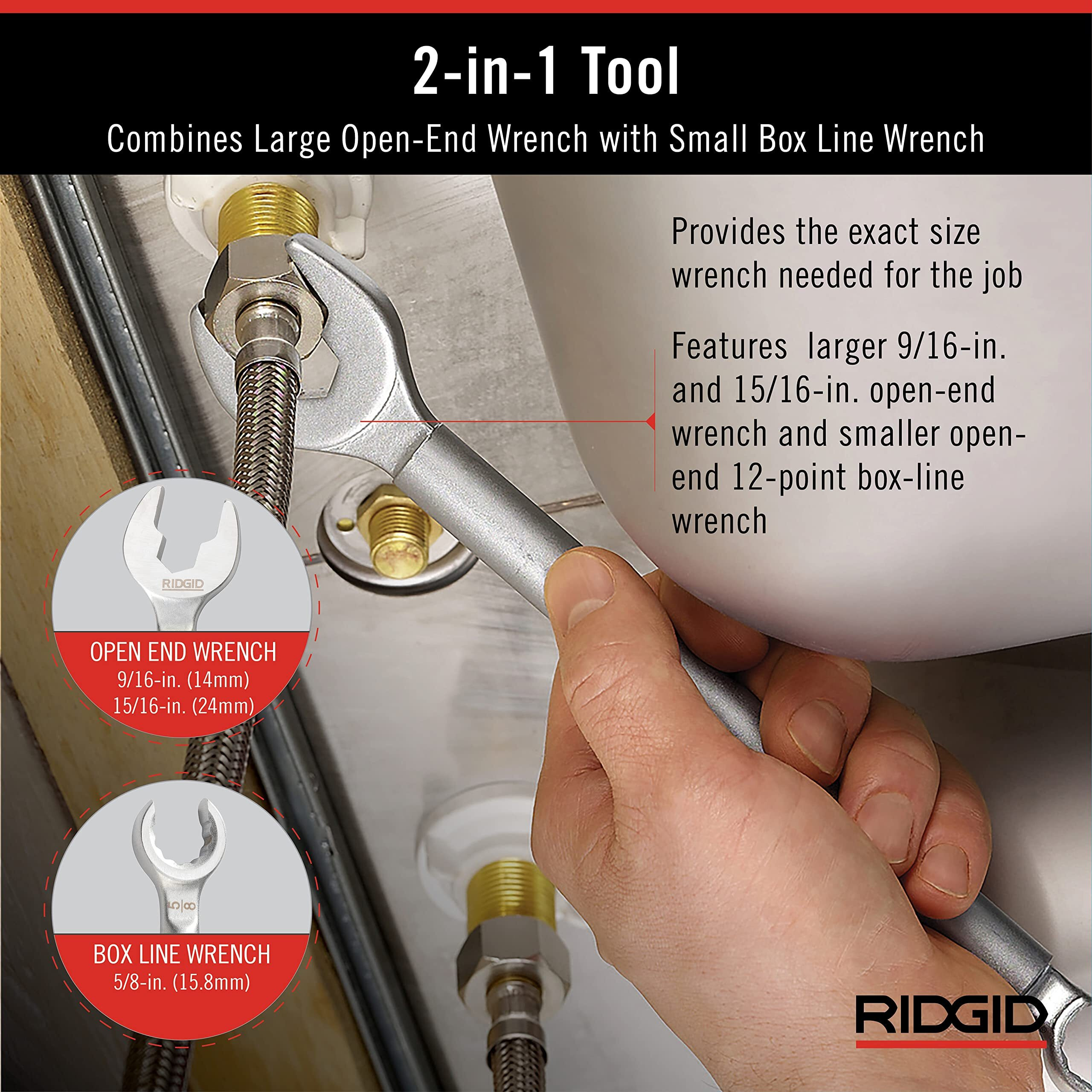 Ridgid 27023 Model 2002 One Stop 2-In-1 Wrench For Angle Stops, Straight Stops, And Compression Couplings