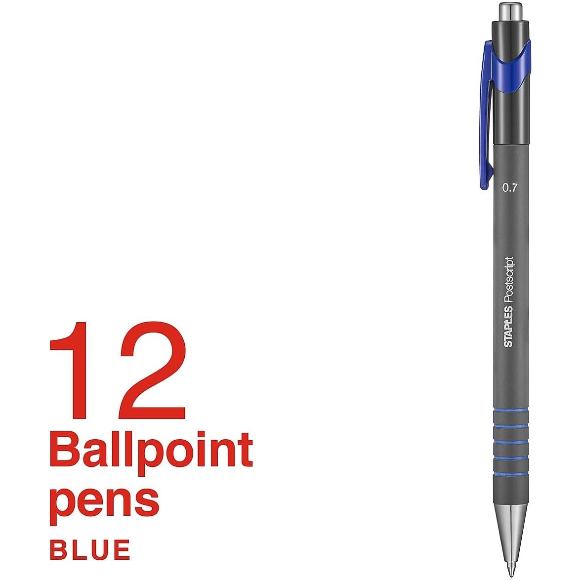 Staples 808009 Postscriptretractable Ballpoint Pens Fine Point Blue Dozen