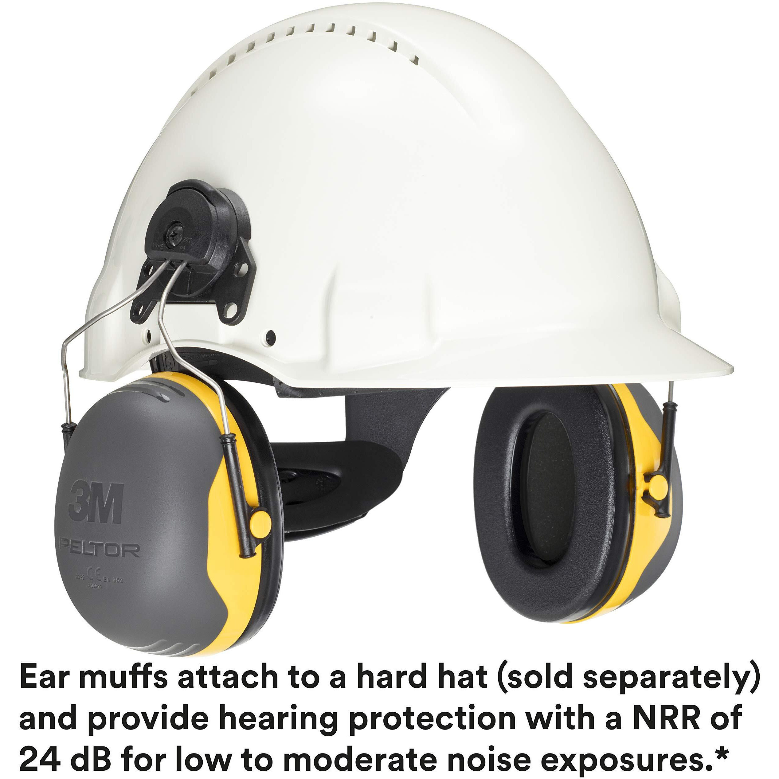 3M Peltor Ear Muffs, Noise Protection, Hard Hat Attachment, Nrr 24 Db, Construction, Manufacturing, Maintenance, Automotive, Woodworking, X2P3E,Black/Yellow