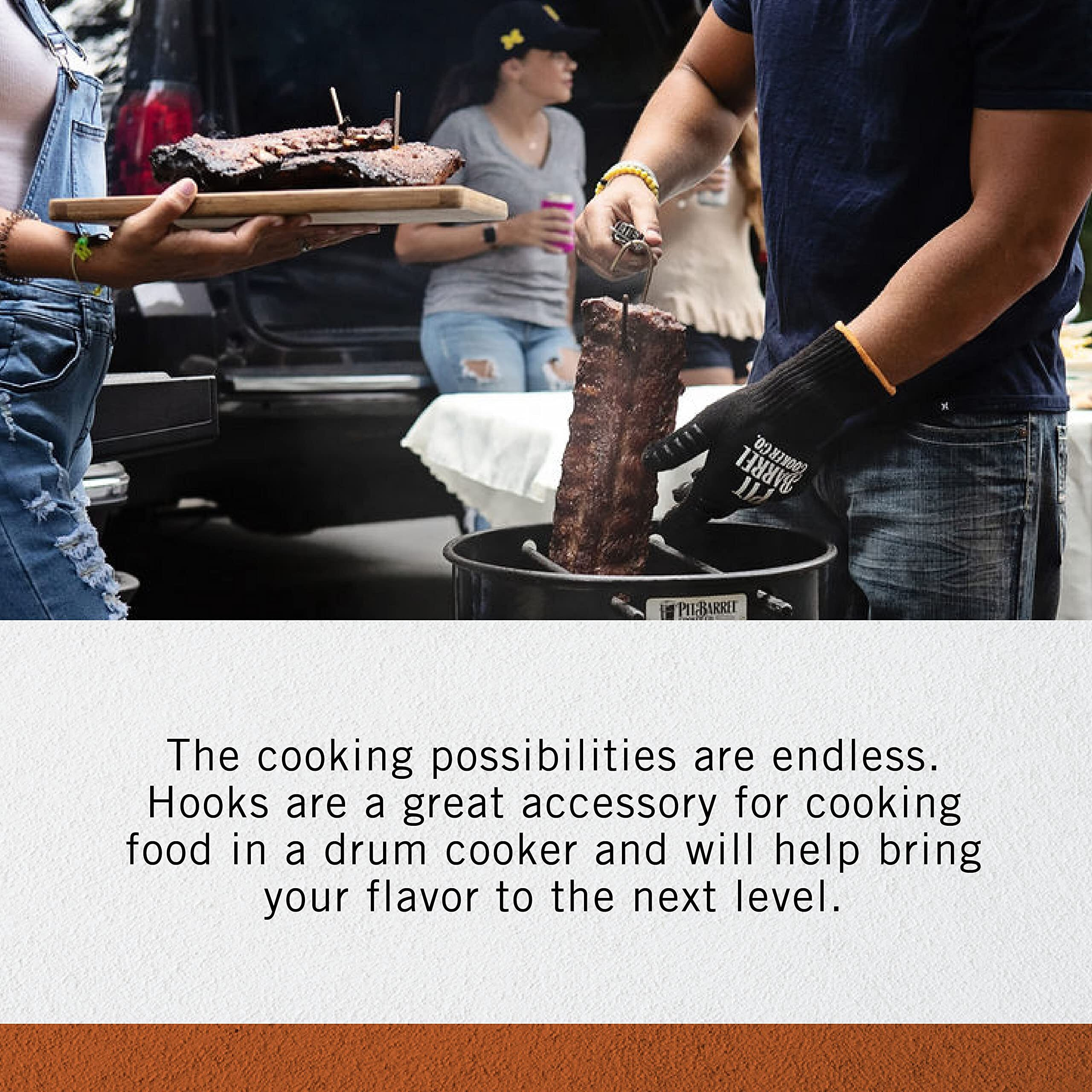 Pit Barrel Cooker Meat Hooks | Stainless Steel Meat Hooks For Barrel Cooker | Bbq Accessory For Hanging Beef, Poultry And Veggies | Set Of 4