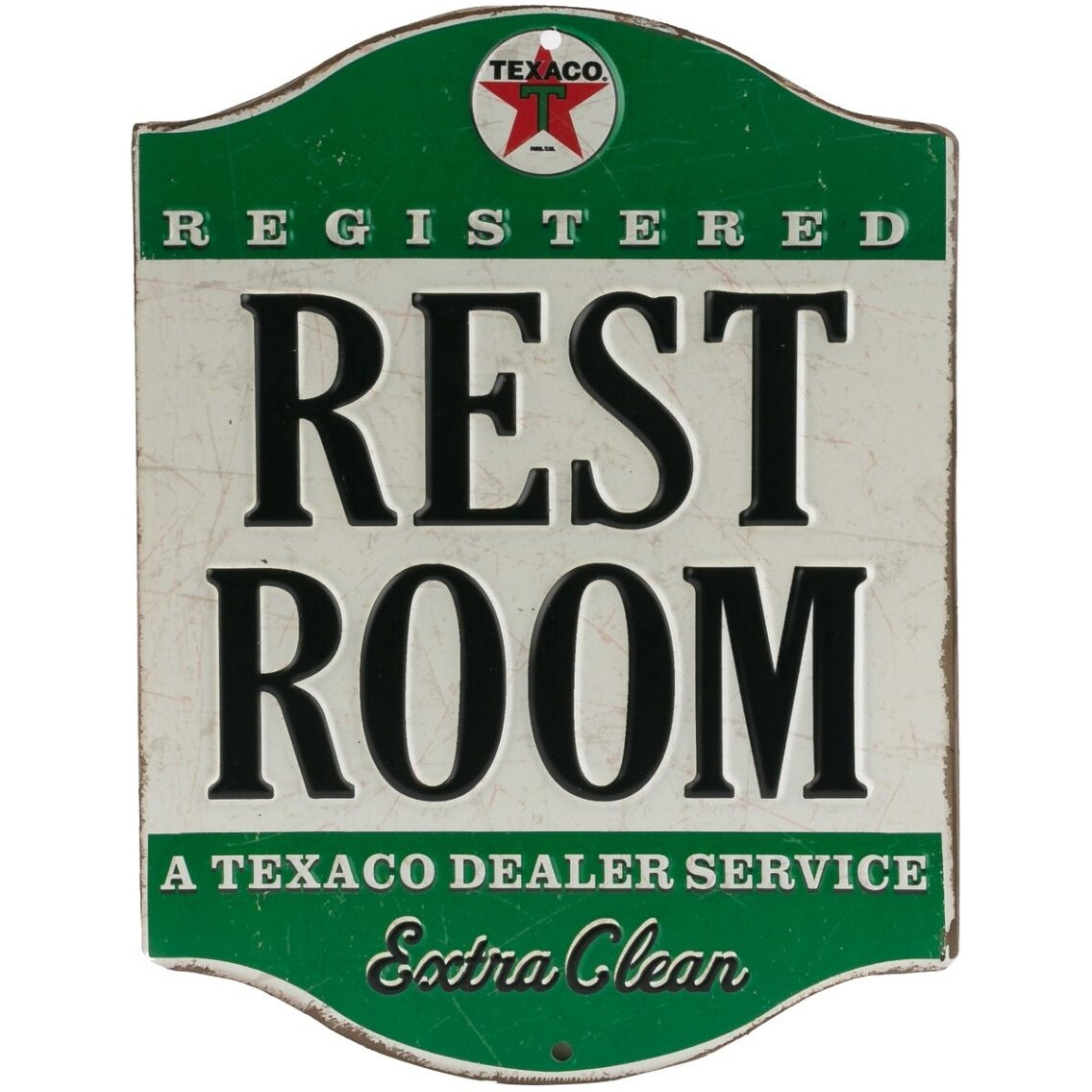 Open Road Brands Texaco Restroom Embossed Metal Sign - Vintage Texaco Restroom Sign For Bathroom - Registered And Extra Clean