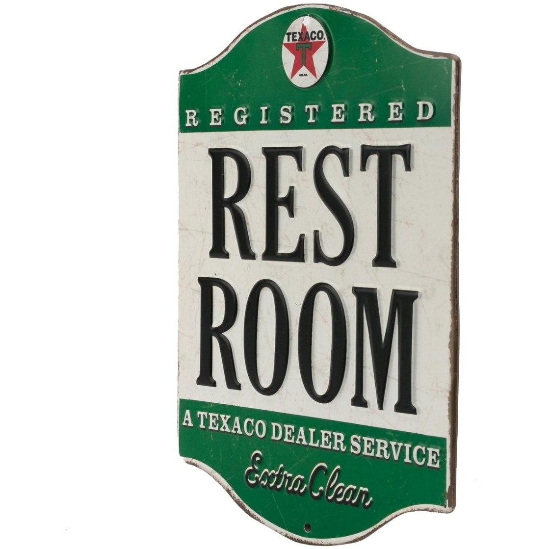 Open Road Brands Texaco Restroom Embossed Metal Sign - Vintage Texaco Restroom Sign For Bathroom - Registered And Extra Clean