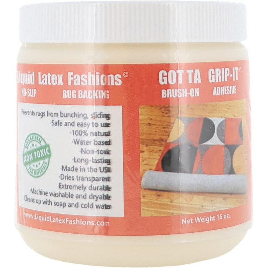 Gotta Grip-It Non-Slip Rug Fixative Gum 16 Oz - Safe And Easy To Use, Machine Washable And Dryer Safe, Backings Adhesive, Natural- 16 Oz