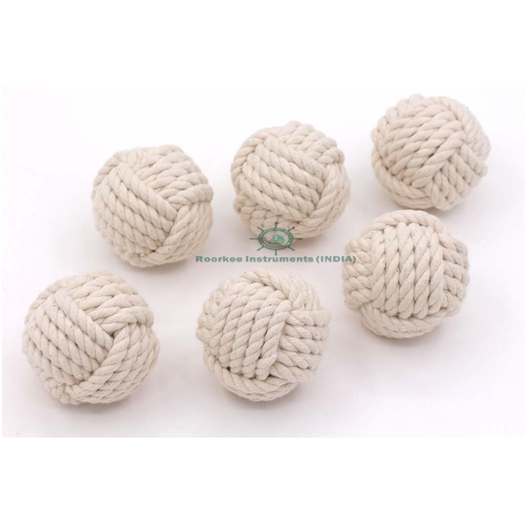 Rii 6Pcs 2" Nautical Decorative Rope Ball, Cotton Rope, Nautical Bowl Filler, Rope Dcor, Vase & Tray Bowl Filler, Home Tabletop Dcor, Wedding And Party Display Props, Housewarming Gift