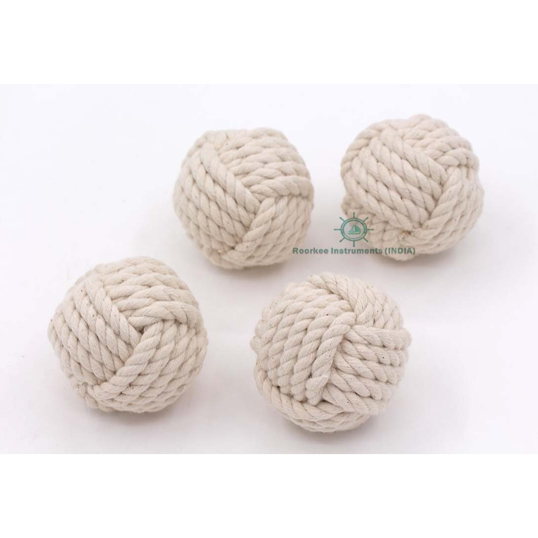 Rii 6Pcs 2" Nautical Decorative Rope Ball, Cotton Rope, Nautical Bowl Filler, Rope Dcor, Vase & Tray Bowl Filler, Home Tabletop Dcor, Wedding And Party Display Props, Housewarming Gift
