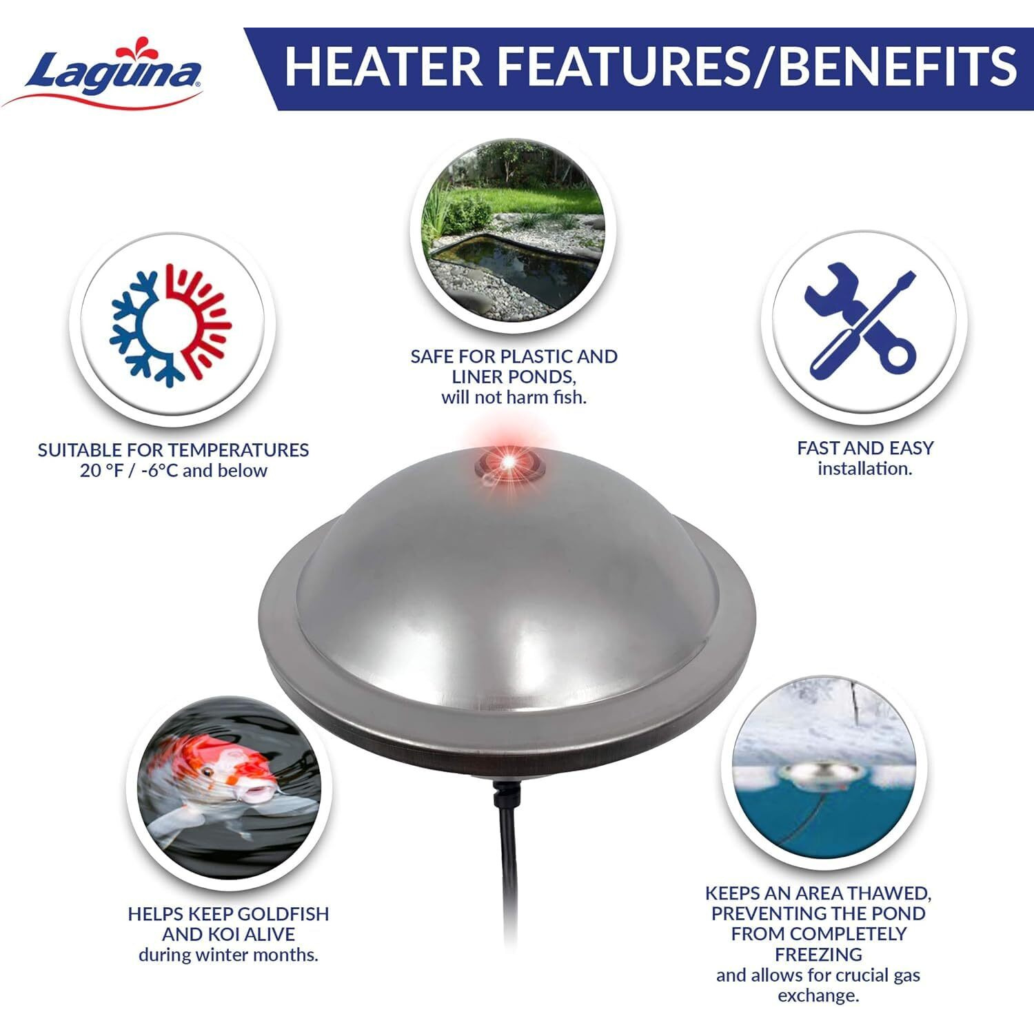 Laguna Powerheat Heated De-Icer For Ponds - 500 Watts
