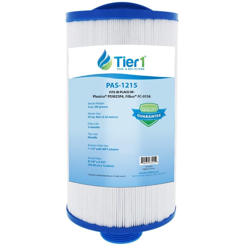 Tier1 Pool & Spa Filter Cartridge | Replacement For Dream Maker, Pleatco Pdm25P4, Filbur Fc-0136 | 25 Sq Ft Pleated Fabric Filter Media