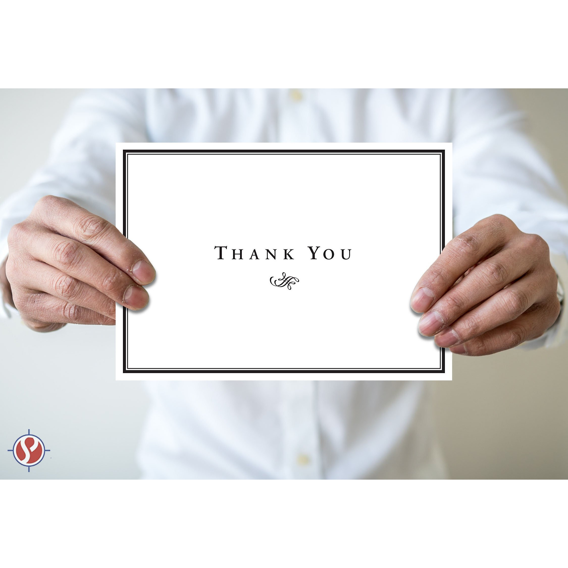 Thank You Cards For Small Business, Bulk Set Of 25, 5X7&quot Folding Greetings, Ships Flat, Blank Inside + Envelopes - Elegant Design Note Card For Weddings, Bridal, Baby Shower, Graduation