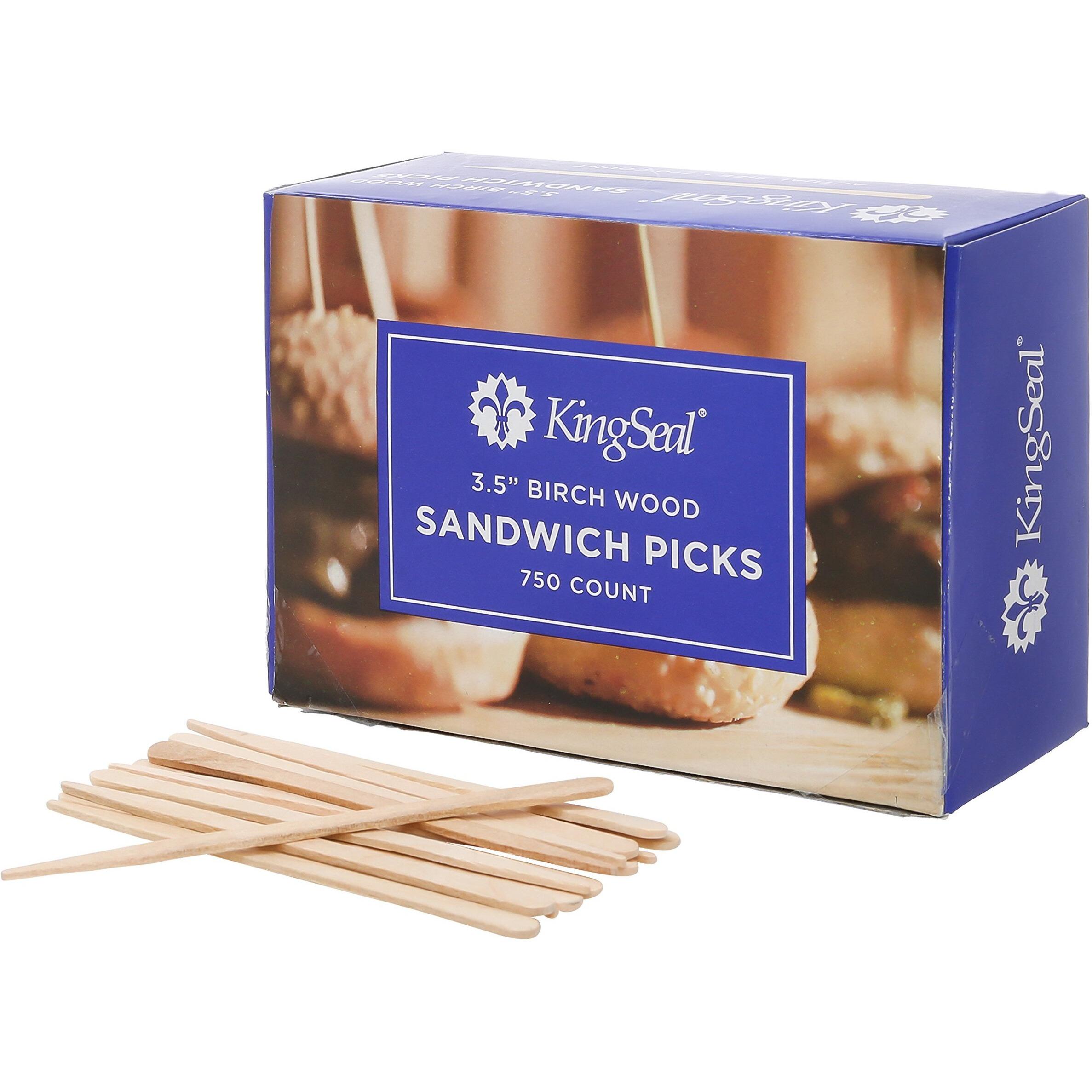 Kingseal Natural Birch Wood Sandwich Picks, Waxing Sticks, 3.5 Inch Length, Plain, Eco-Friendly - 4 Packs Of 750 (3,000 Count)