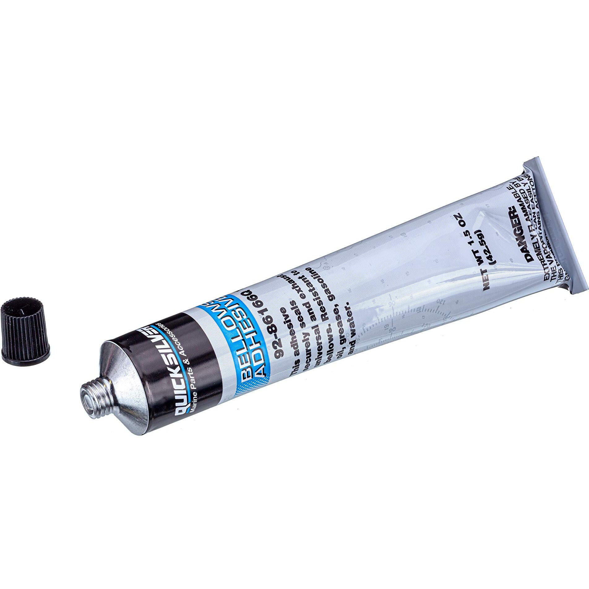 Quicksilver 86166Q1 Bellows Adhesive - Resistant To Oil, Grease, Gasoline And Water - 1.5 Oz Tube