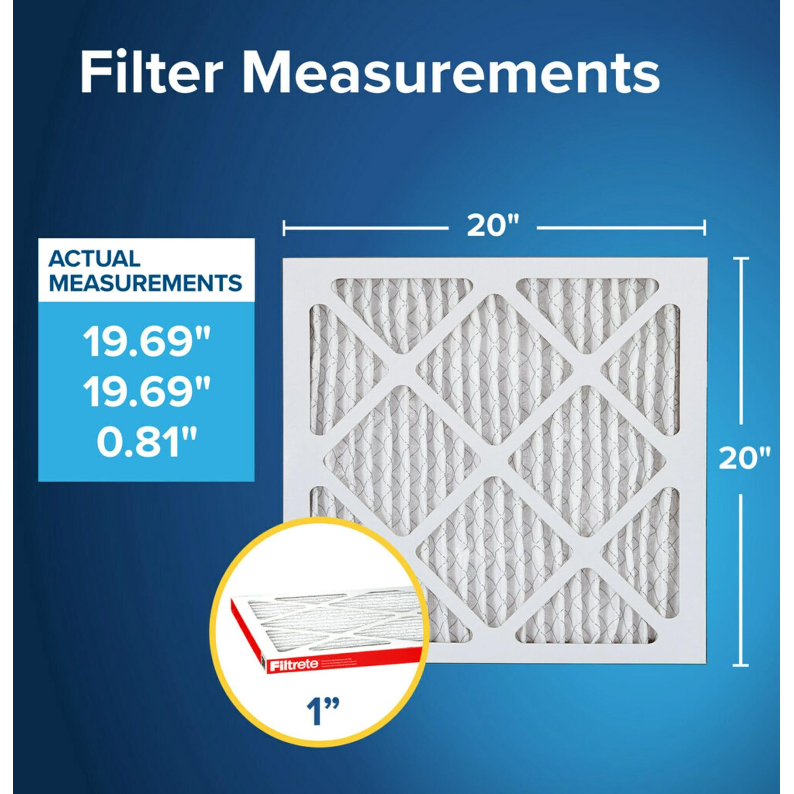 Filtrete 20X20X1 Ac Furnace Air Filter, Merv 11, Mpr 1000, Micro Allergen Defense, 3-Month Pleated 1-Inch Electrostatic Air Cleaning Filter, 2 Pack (Actual Size 19.719 X 19.719 X 0.84 In)