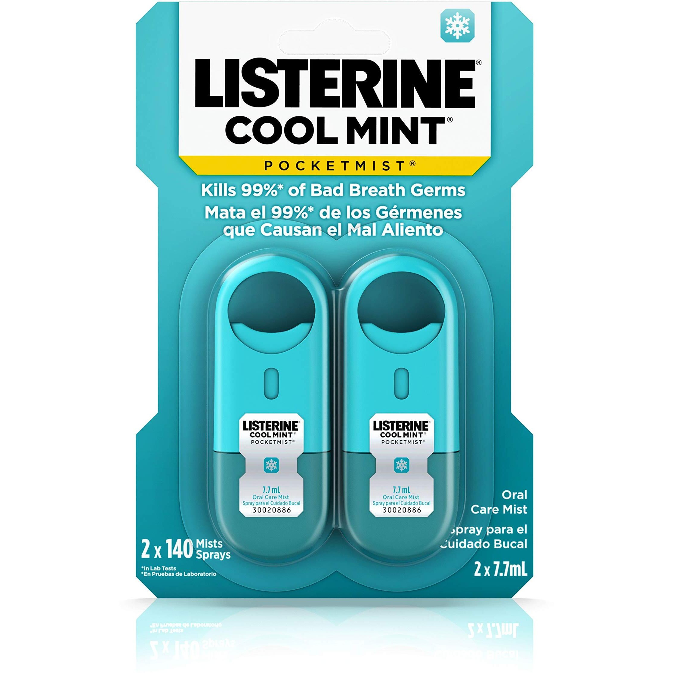 Listerine Pocketmist Cool Mint Oral Care Mist To Get Rid Of Bad Breath, 2 Pack ( Pack Of 8)