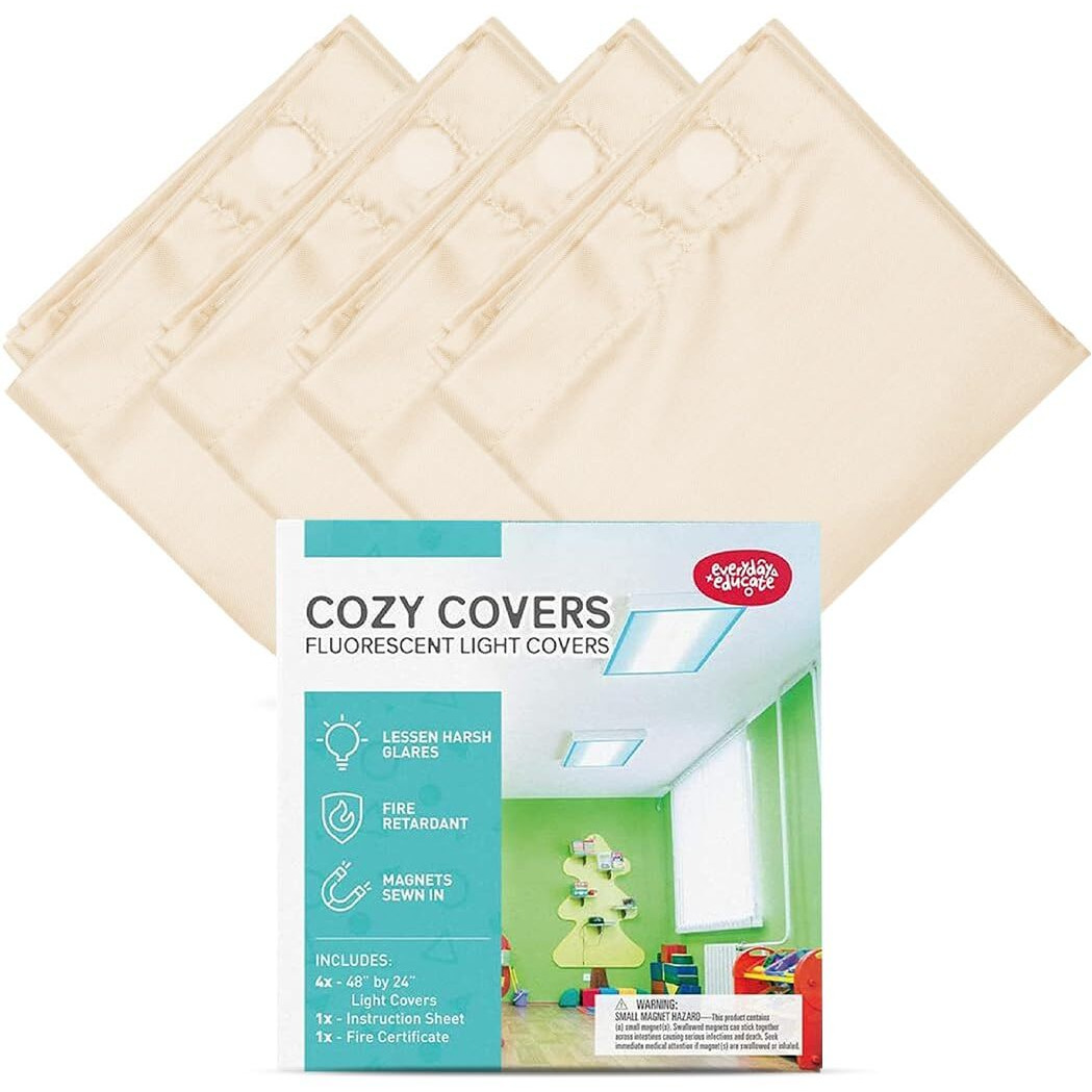 Everyday Educate Fluorescent Light Covers For Ceiling Lights, Classroom, Office, Or Light Covers Fluorescent Filter- Eliminates Flicker & Glare - 48" By 24" (4 Pack, Off White)