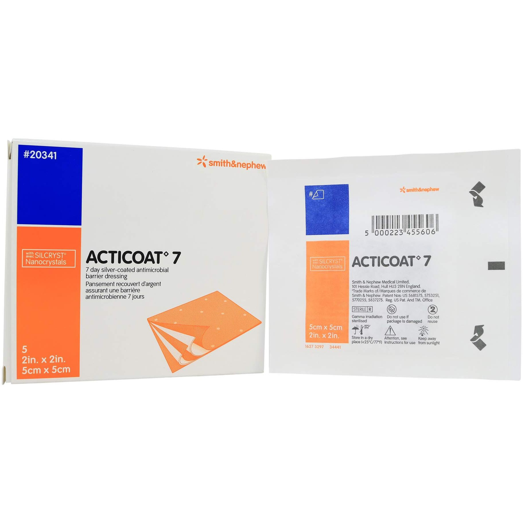 Acticoat Seven Day Antimicrobial Barrier Dressing 2" X 2" (5/Box)