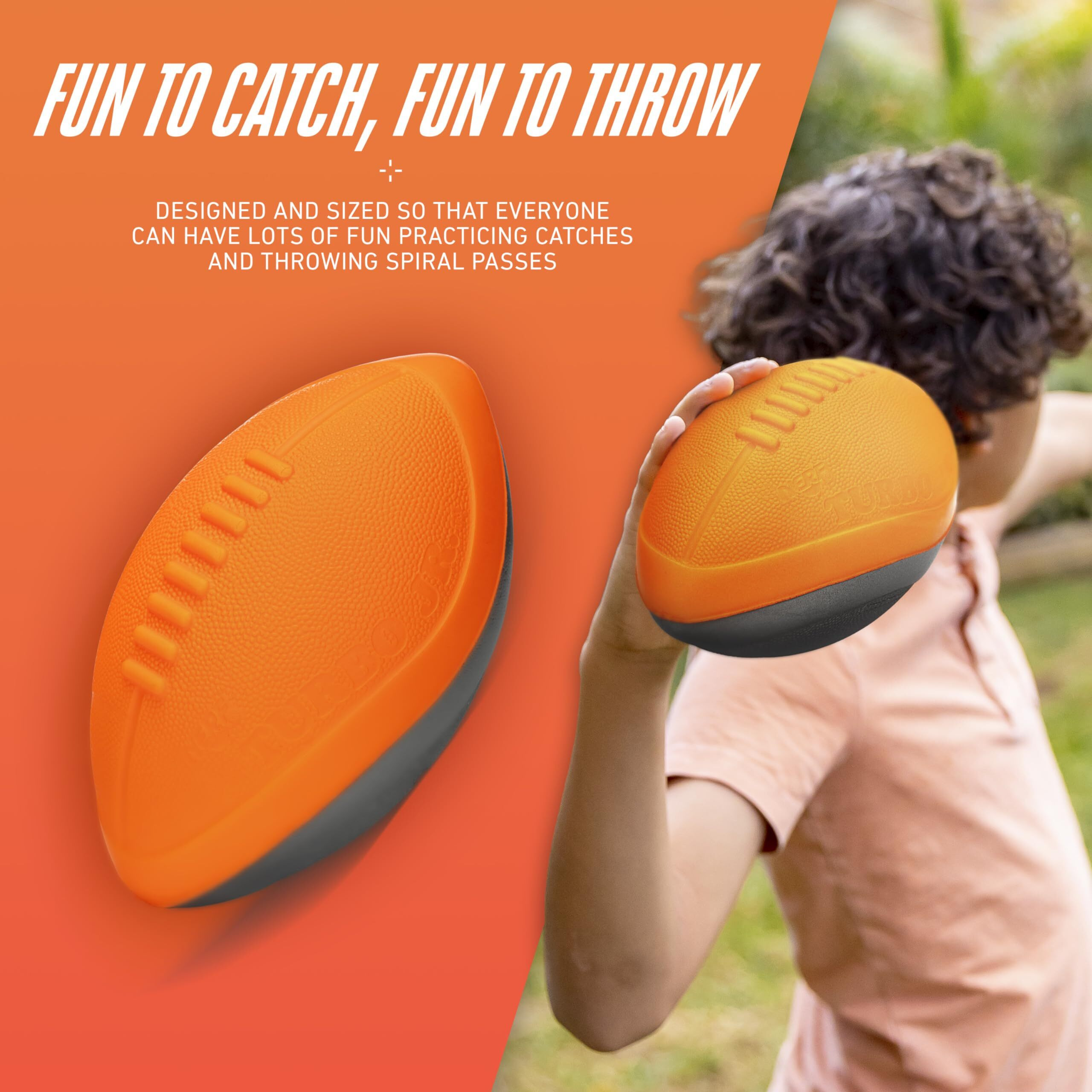 Nerf Turbo Jr. Kids Foam Football - Classic Foam Football For Kids - Indoor + Outdoor Soft Foam Ball - Kids Mini Soft Foam Ball - Nerf Toy Football For Kids - Easy Throw + Catch Youth Football