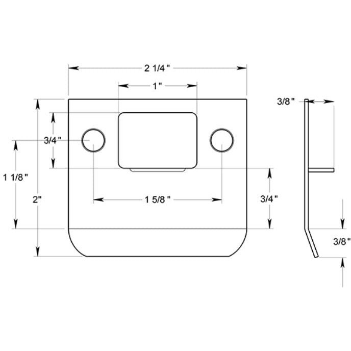 Deltana Spe200U3 Extended Lip Strike Plate 2" Overall Bright Brass Finish