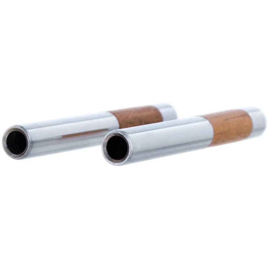 United Pacific 70039 Chrome & Walnut Tube Door Lock Knobs, Chrome Plated, Inside Thread 8-32, Easy Twist On Application - Pack Of 2