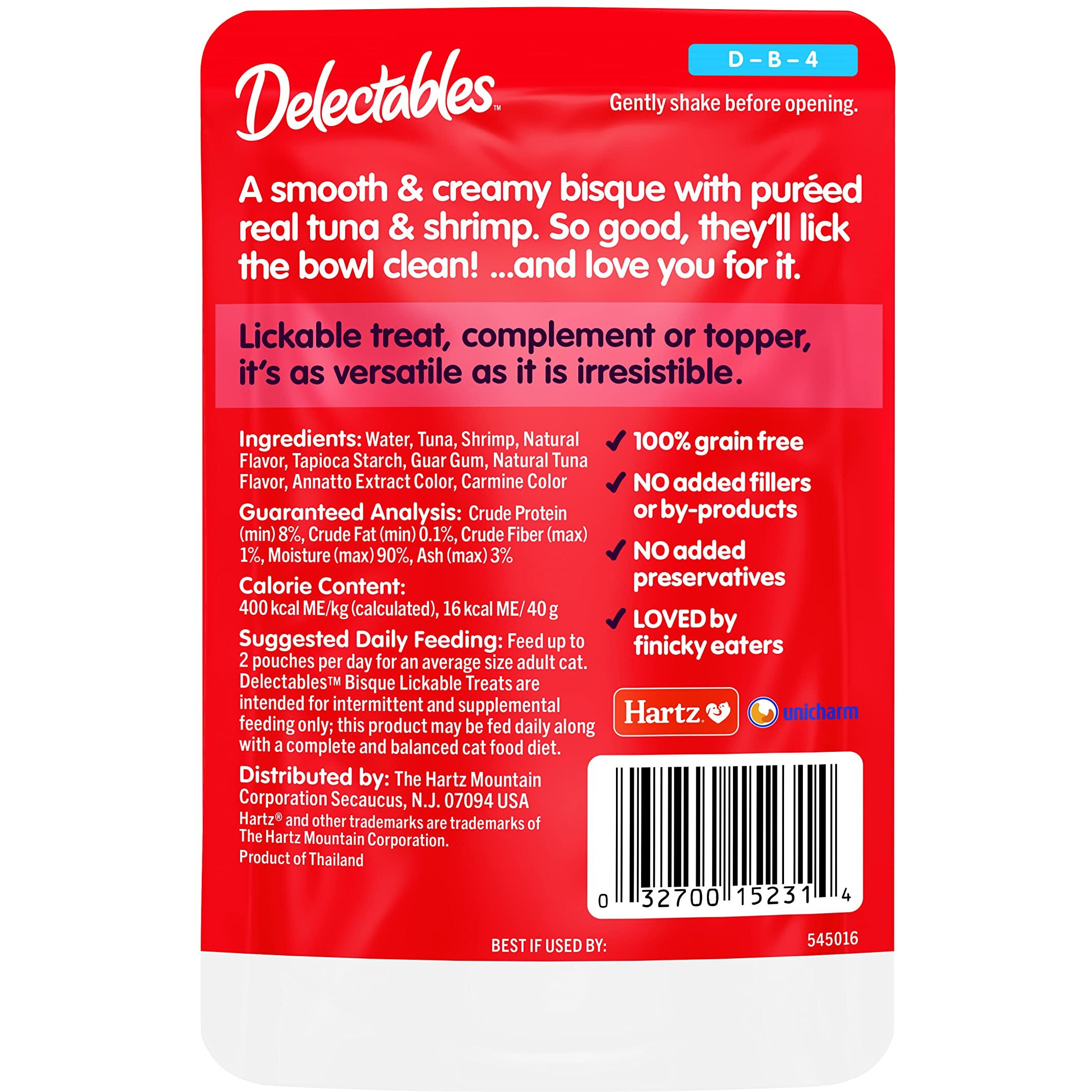 Delectables Bisque Lickable Wet Cat Treats - Tuna & Shrimp - 12 Pack