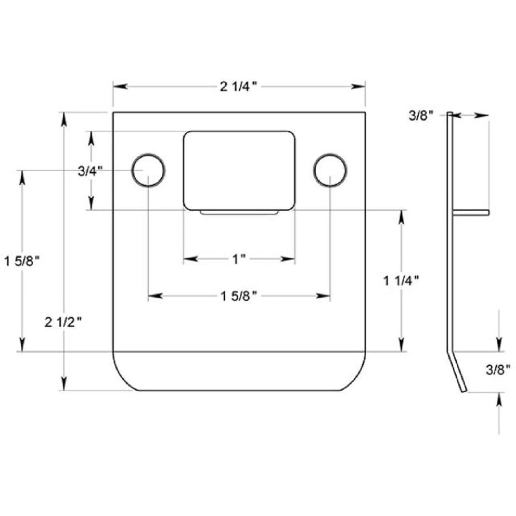 Deltana Spe250U15 2-1/2" X 2-1/4" Extended Lip Strike Plate, Satin Nickel