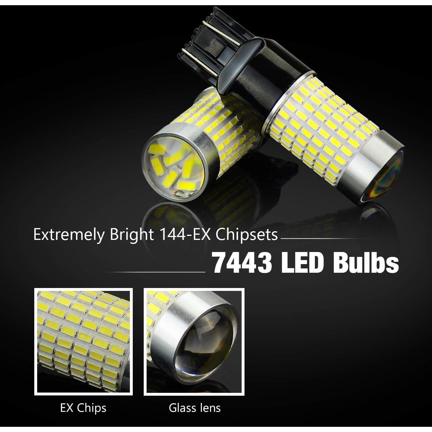 Jdm Astar Extremely Bright 144-Ex Chipsets 7440 7441 7443 7444 992 White Led Bulbs With Projector For Backup Reverse Lights