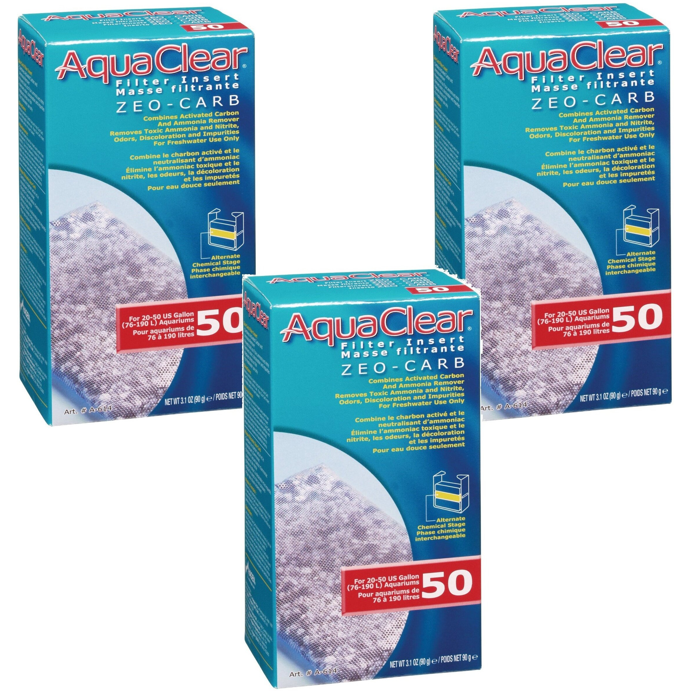 (3 Pack) Aquaclear 50 Zeo Carb Replacement Filters