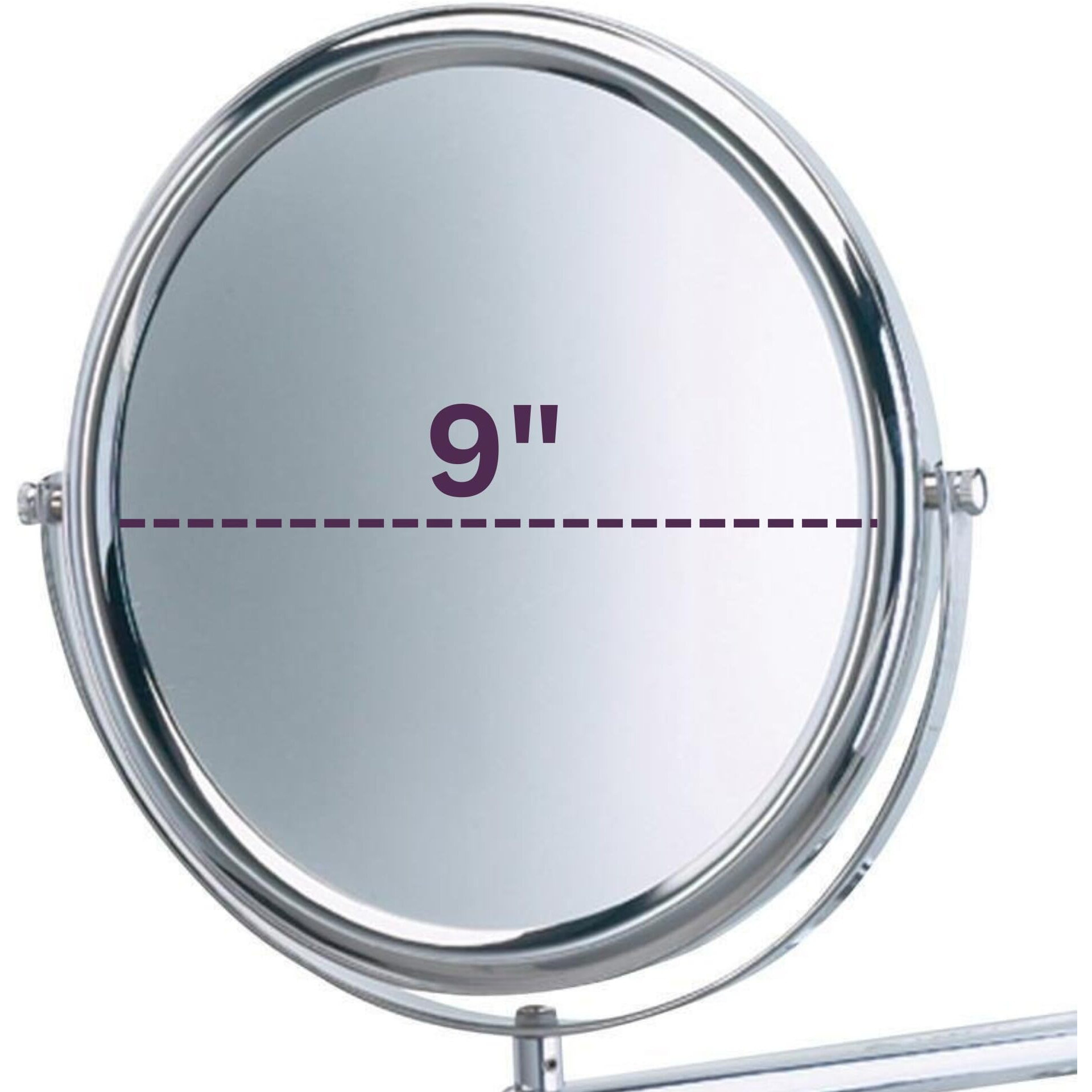 Jerdon Two-Sided Wall-Mounted Makeup Mirror - Makeup Mirror With 3X Magnification & Wall-Mount Arm - 9 Inch Diameter Mirror With Chrome Finish Wall Mount - Model Jp3030Cf