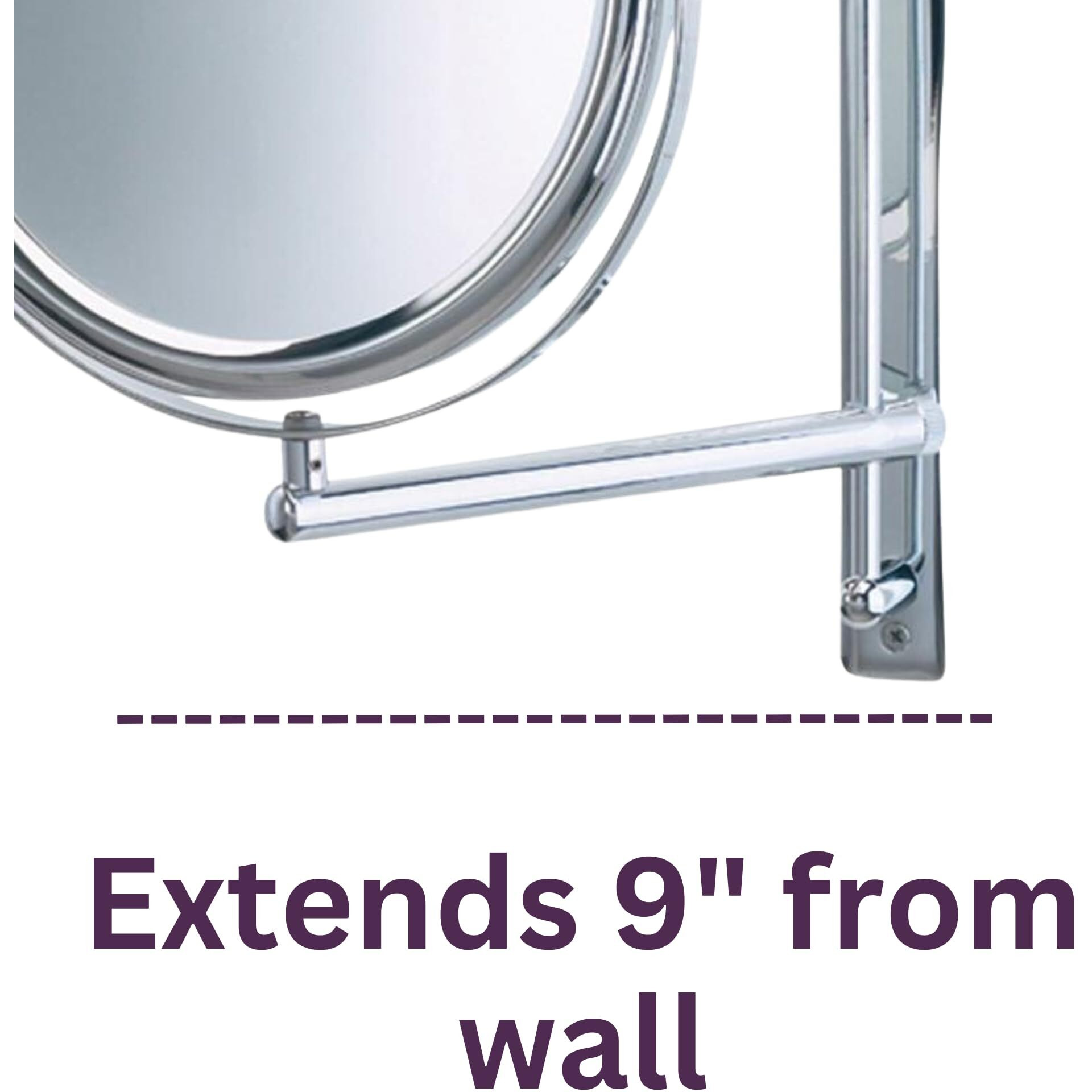 Jerdon Two-Sided Wall-Mounted Makeup Mirror - Makeup Mirror With 3X Magnification & Wall-Mount Arm - 9 Inch Diameter Mirror With Chrome Finish Wall Mount - Model Jp3030Cf