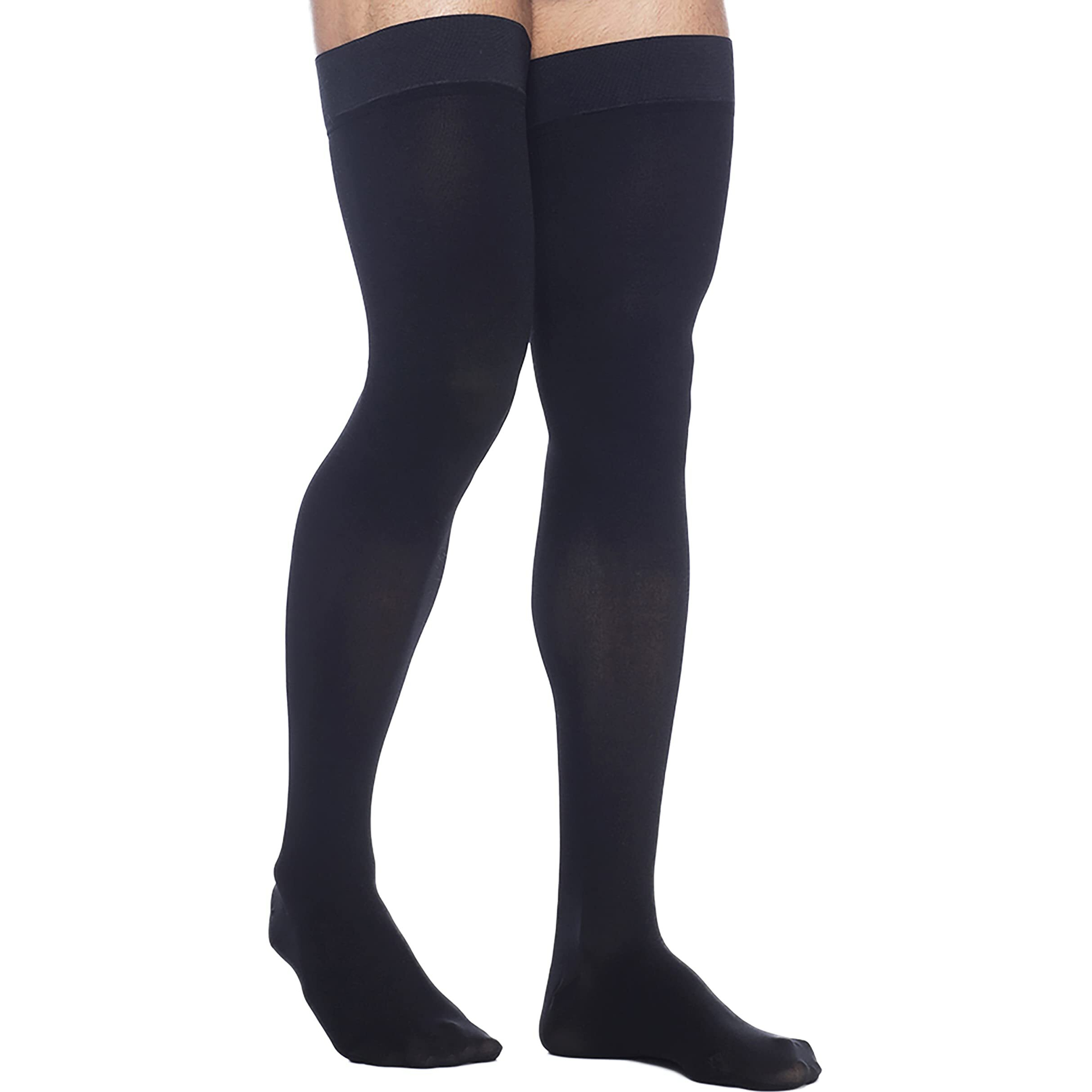 Sigvaris Mens Dynaven Closed Toe Thigh-Highs W/Grip-Top 20-30Mmhg - Medium Long - Black