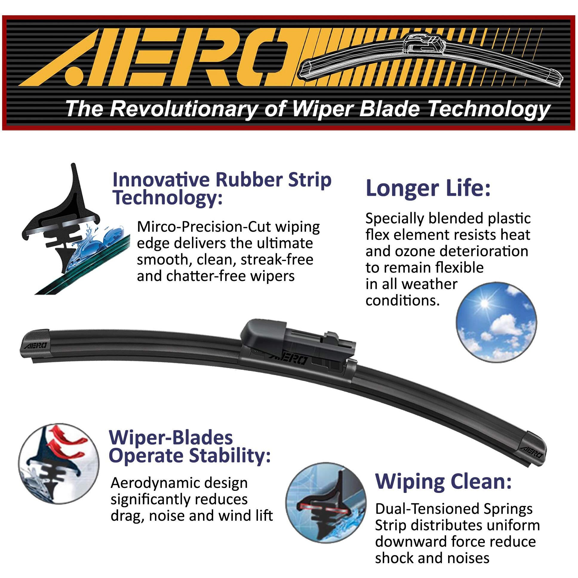 Aero Avenger 26"+17" Premium All-Season Windshield Wiper Blades With Extra Rubber Refills Oem Replacement For Cadillac Srx 2016-2011 & Honda Hr-V Hrv 2023 (Set Of 2)