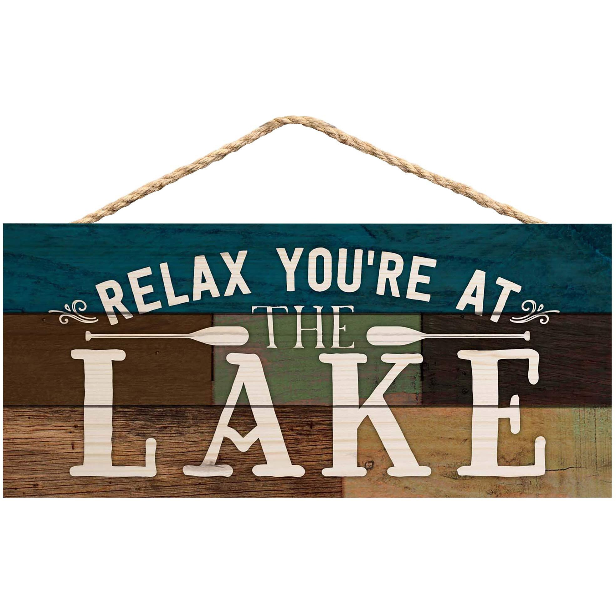P. Graham Dunn Relax You'Re At The Lake Canoe Paddles 5 X 10 Wood Plank Design Hanging Sign