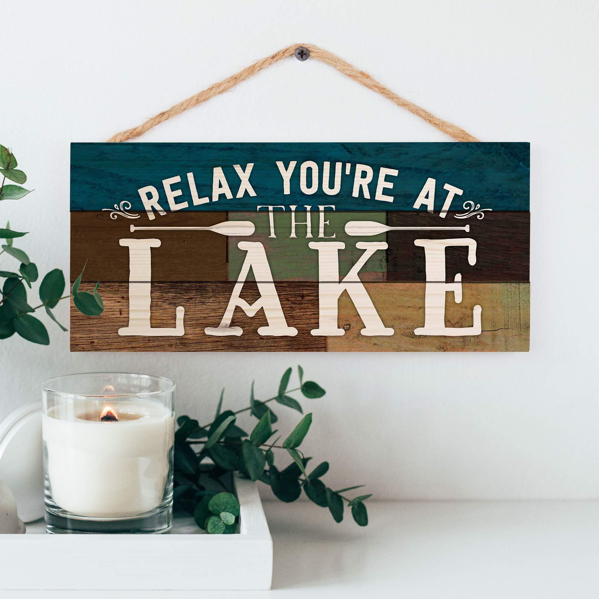 P. Graham Dunn Relax You'Re At The Lake Canoe Paddles 5 X 10 Wood Plank Design Hanging Sign
