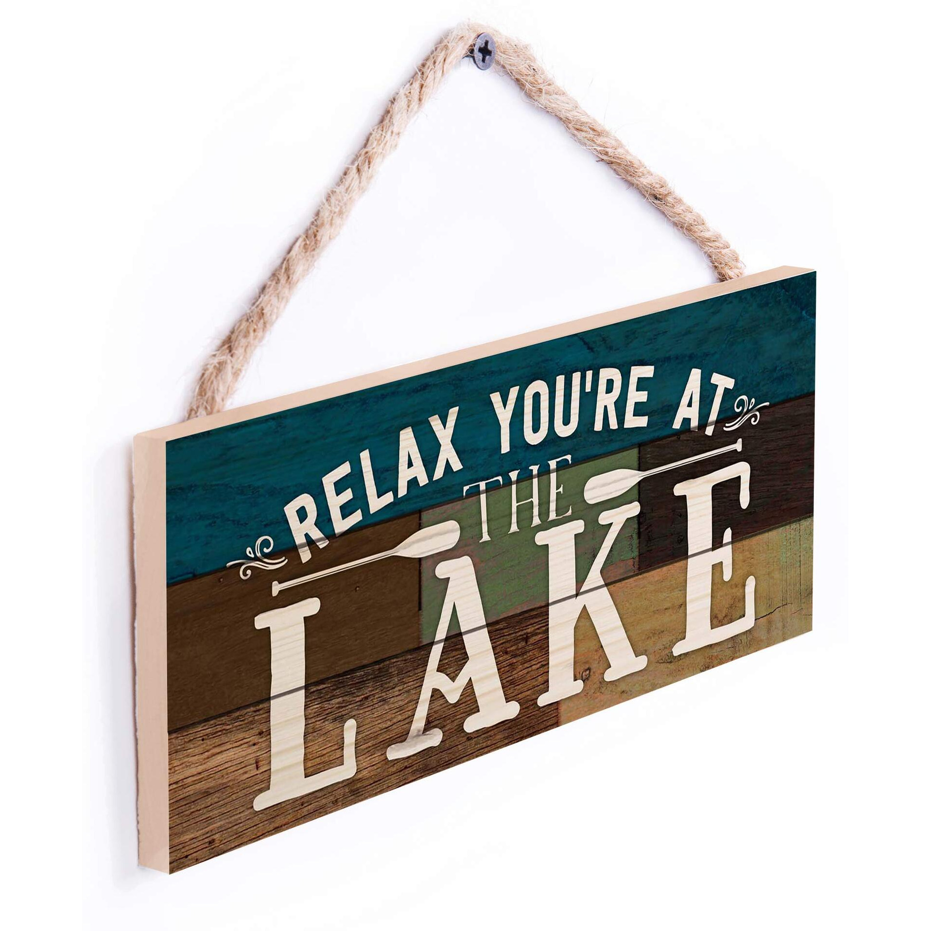 P. Graham Dunn Relax You'Re At The Lake Canoe Paddles 5 X 10 Wood Plank Design Hanging Sign