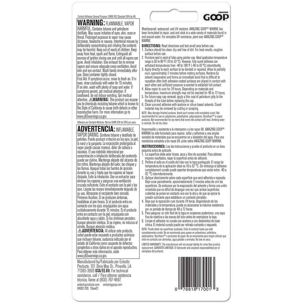 Amazing Goop 170011 Marine Adhesive, 3.7 Fluid Ounces