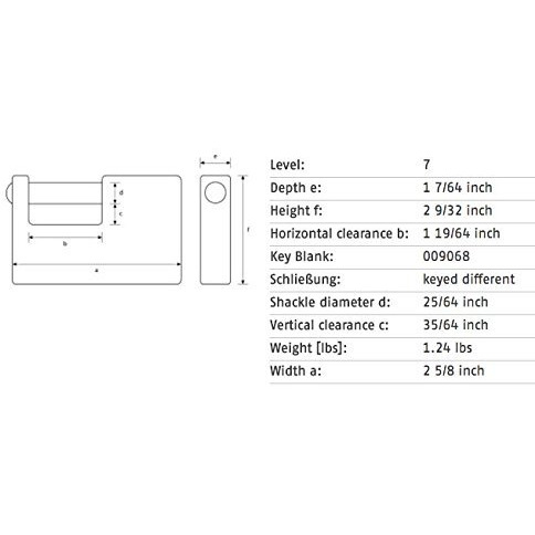Abus 92/65 Ka Monoblock Brass Padlock Keyed Alike, Code 8511