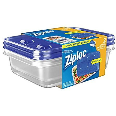Ziploc Large Rectangle 9 Cup Containers With Lids, 2 Count