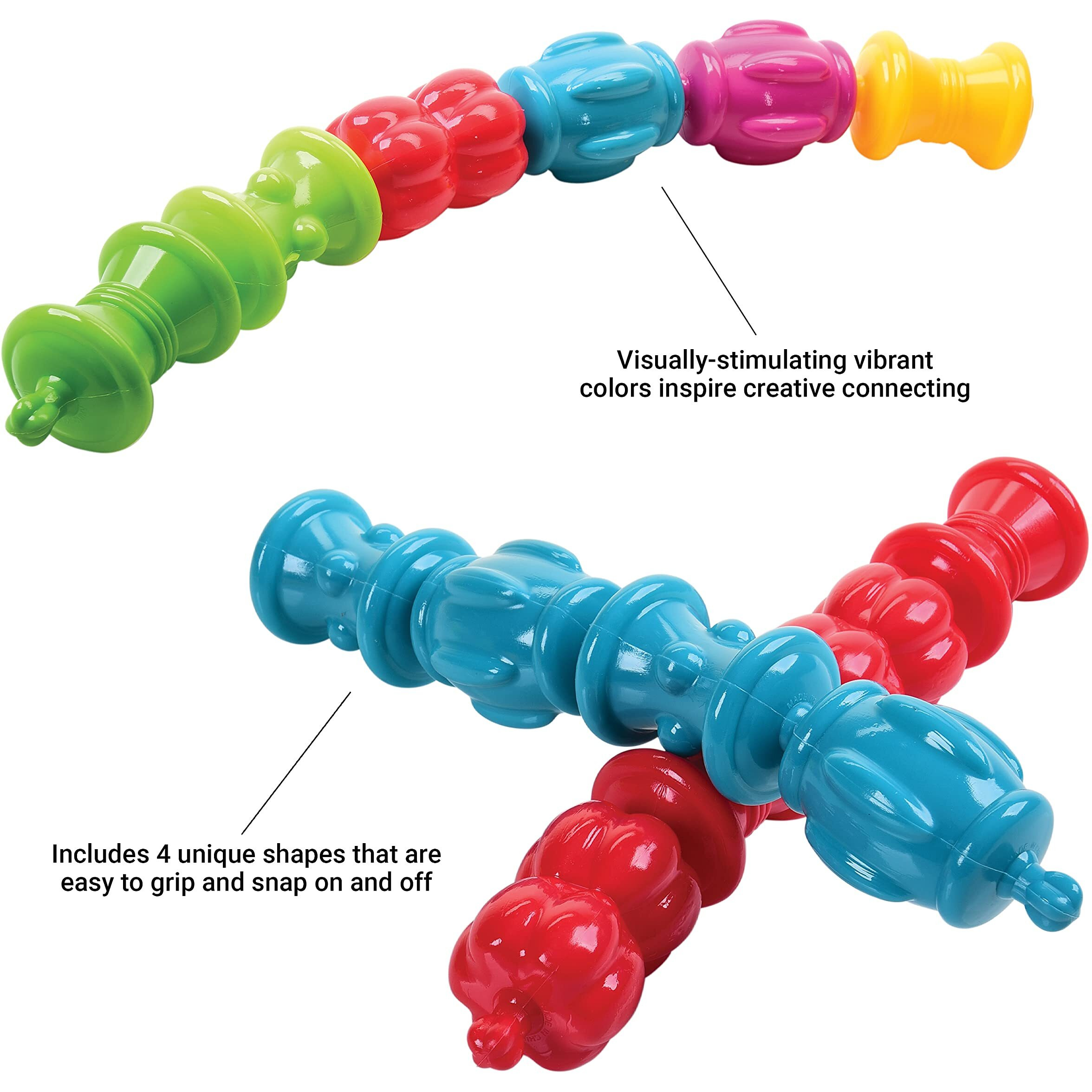 Constructive Playthings Colorful Snap Beads Set For Children And Toddlers Ages 1+, Pop Beads Arts And Craft Developmental Kids Stem Toy Set, Multicolor