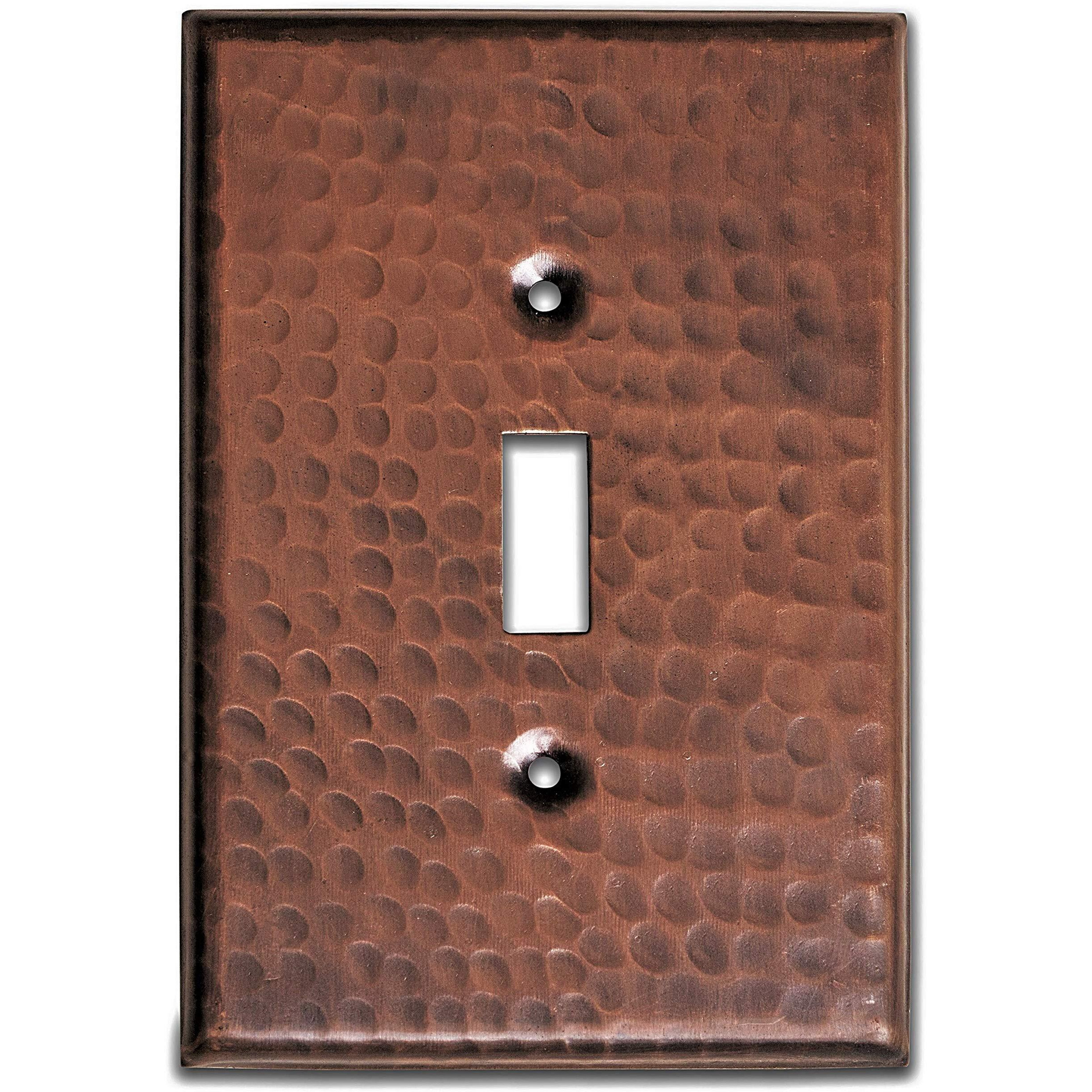 Monarch Abode 17007 Single Switch Hand Hammered Toggle Decorative Wall Plate Switch Plate Outlet Cover, 1-Gang, Pure Copper