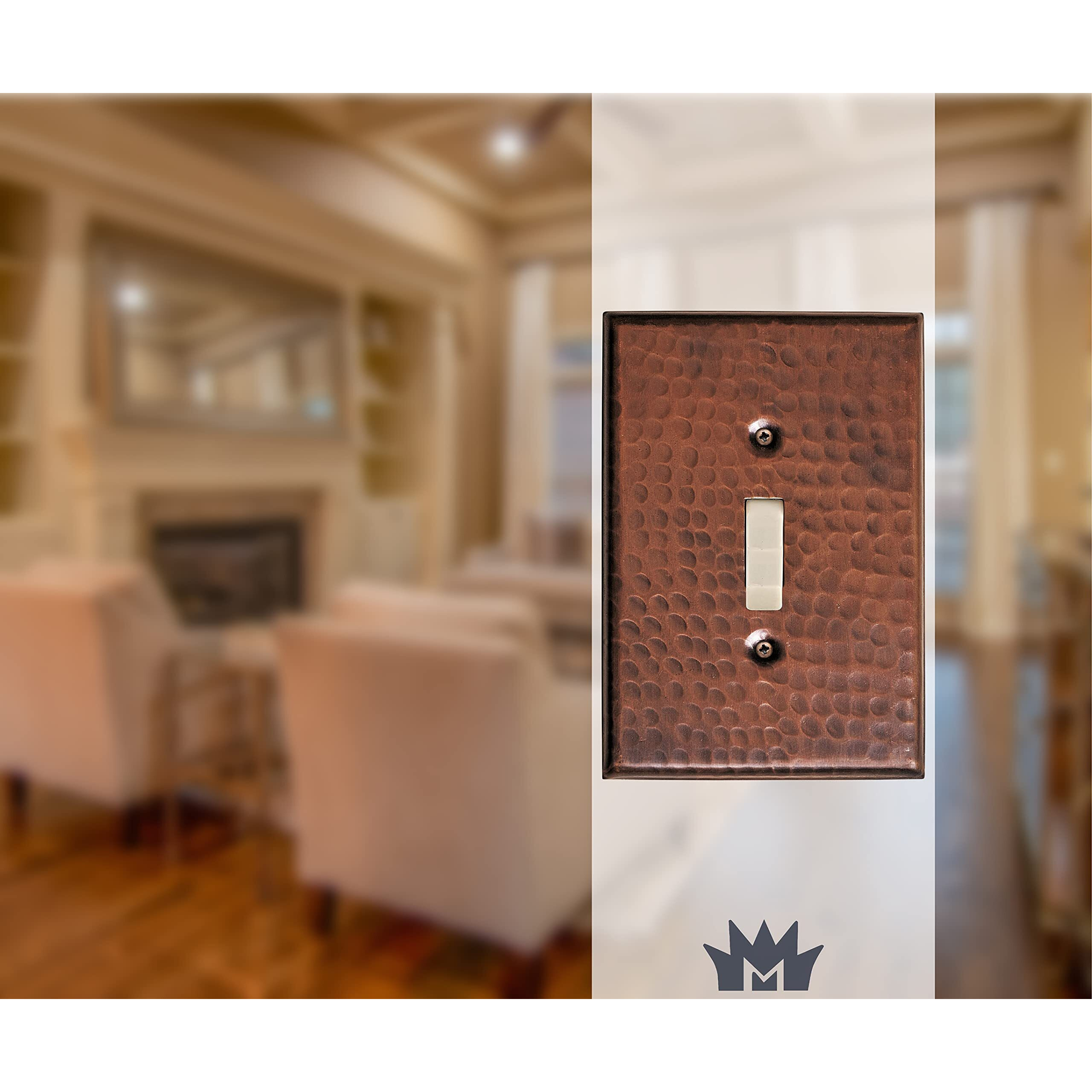 Monarch Abode 17007 Single Switch Hand Hammered Toggle Decorative Wall Plate Switch Plate Outlet Cover, 1-Gang, Pure Copper