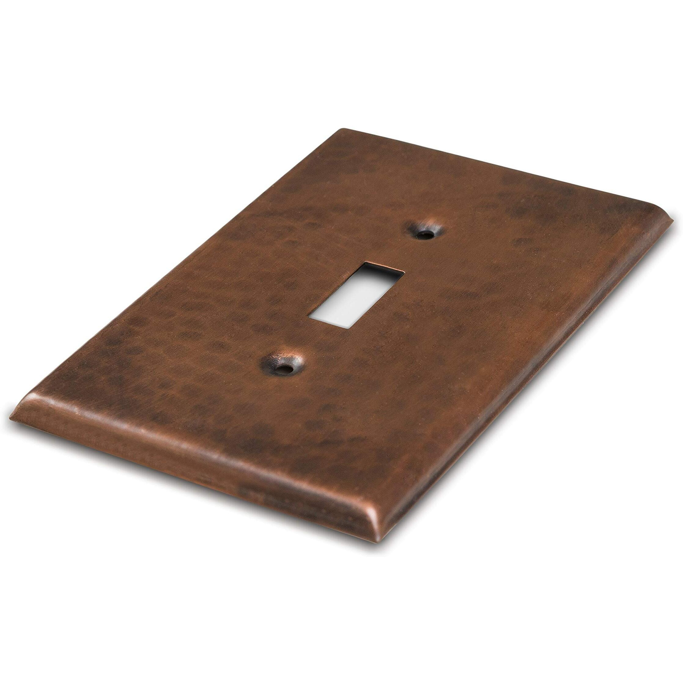 Monarch Abode 17007 Single Switch Hand Hammered Toggle Decorative Wall Plate Switch Plate Outlet Cover, 1-Gang, Pure Copper