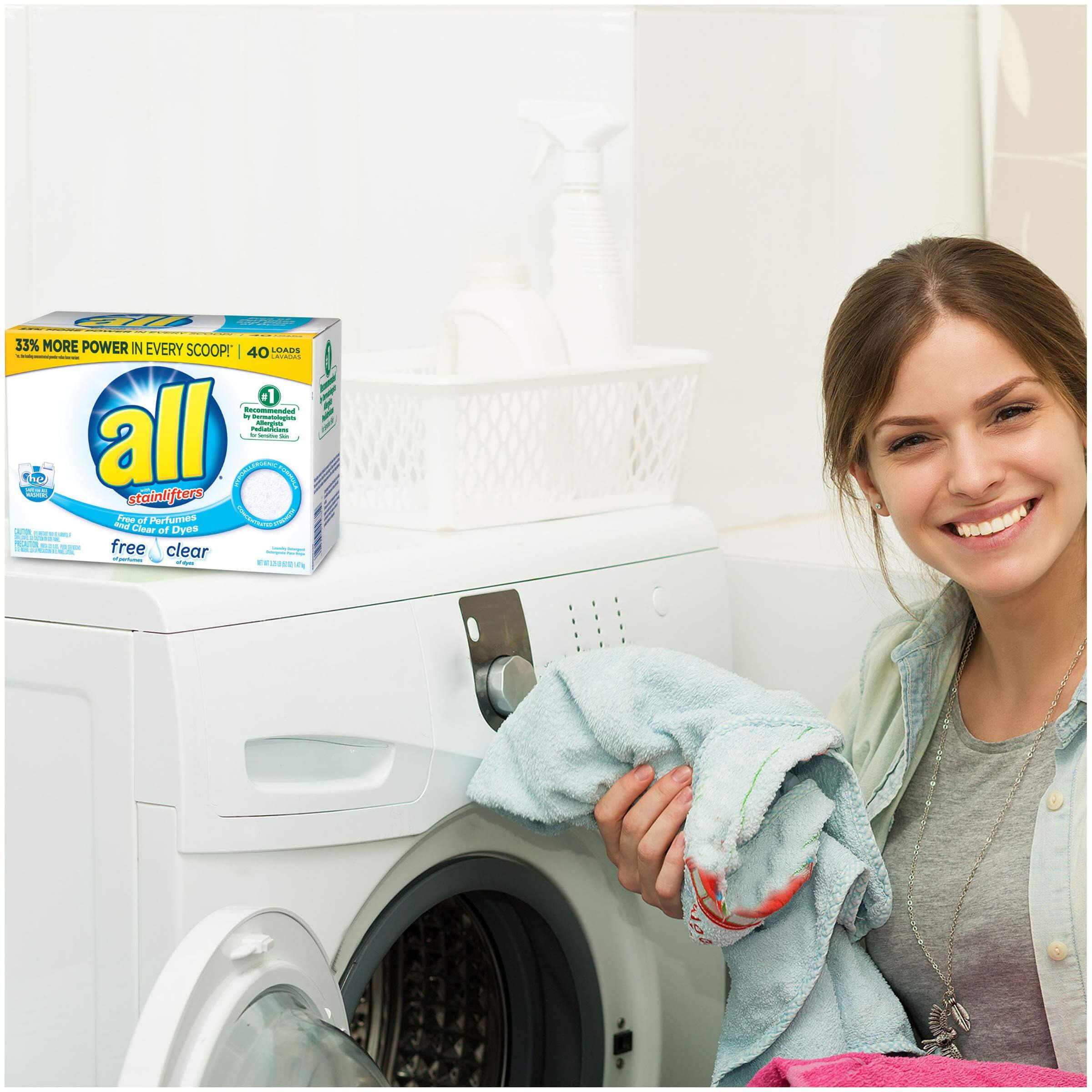 All Powder Laundry Detergent, Free Clear For Sensitive Skin, 52 Ounces, 40 Loads